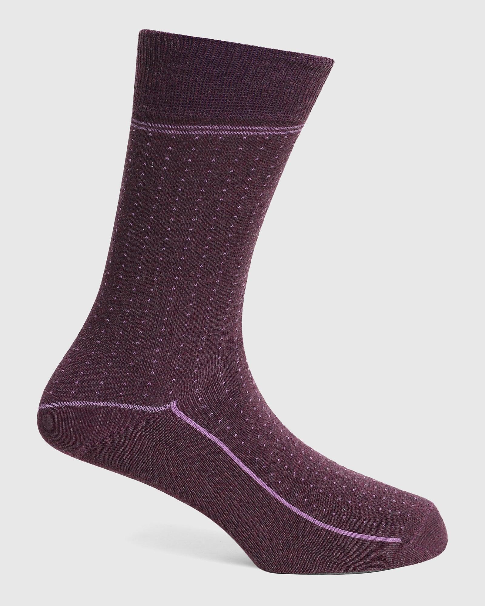 Printed Cotton Socks In Purple (Qapis) - Blackberrys