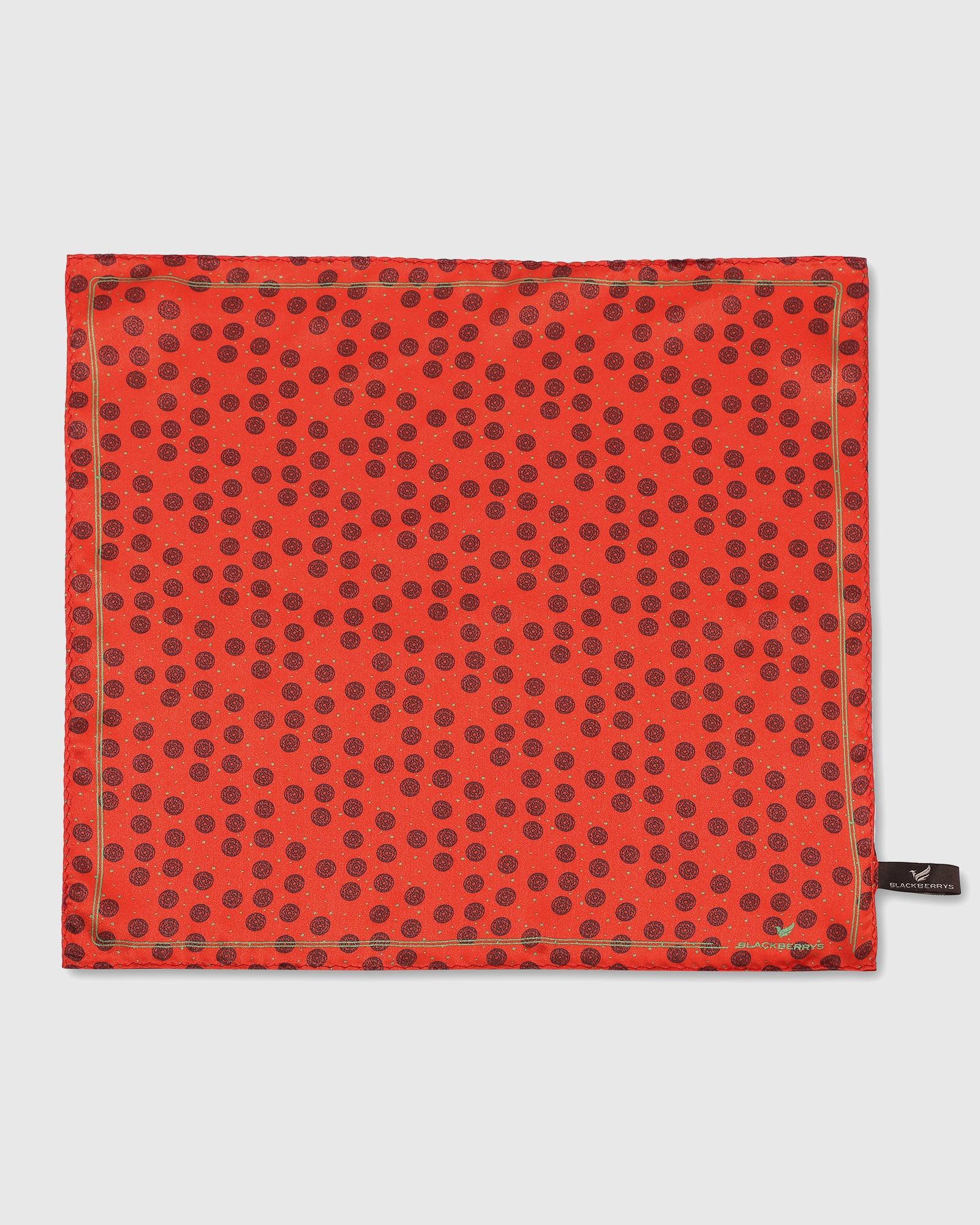 Printed Formal Pocket Square In Arora Red (Sergio) - Blackberrys