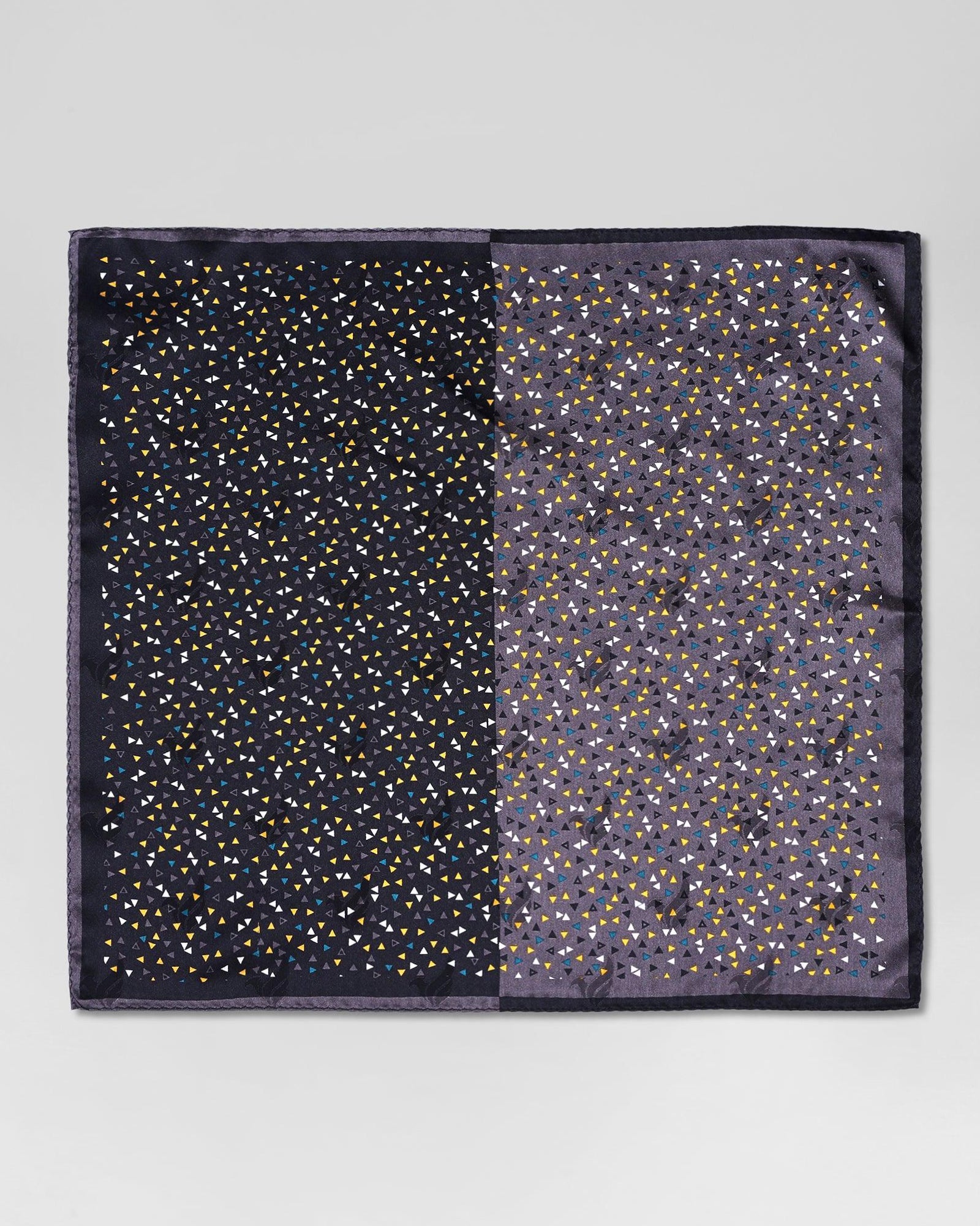 Black & Grey 100% Silk Printed Pocket Square - Rechard