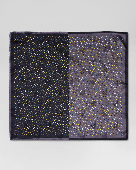 Black & Grey 100% Silk Printed Pocket Square - Rechard