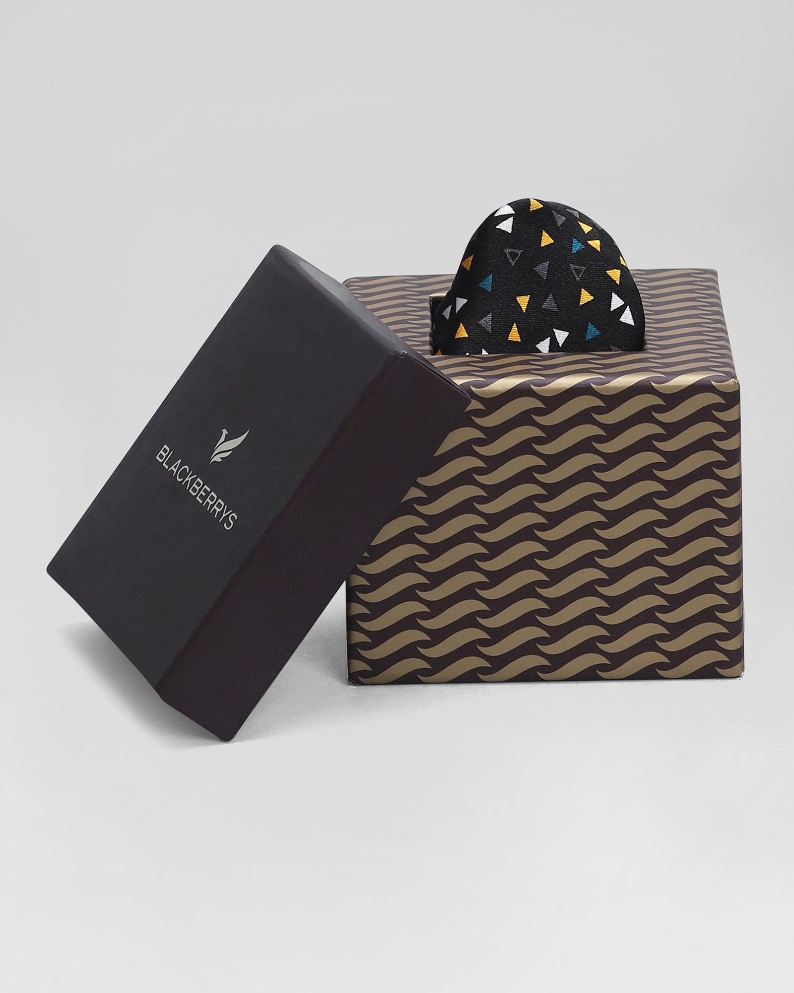 Printed Formal Pocket Square In Black Grey (Rechard) - Blackberrys