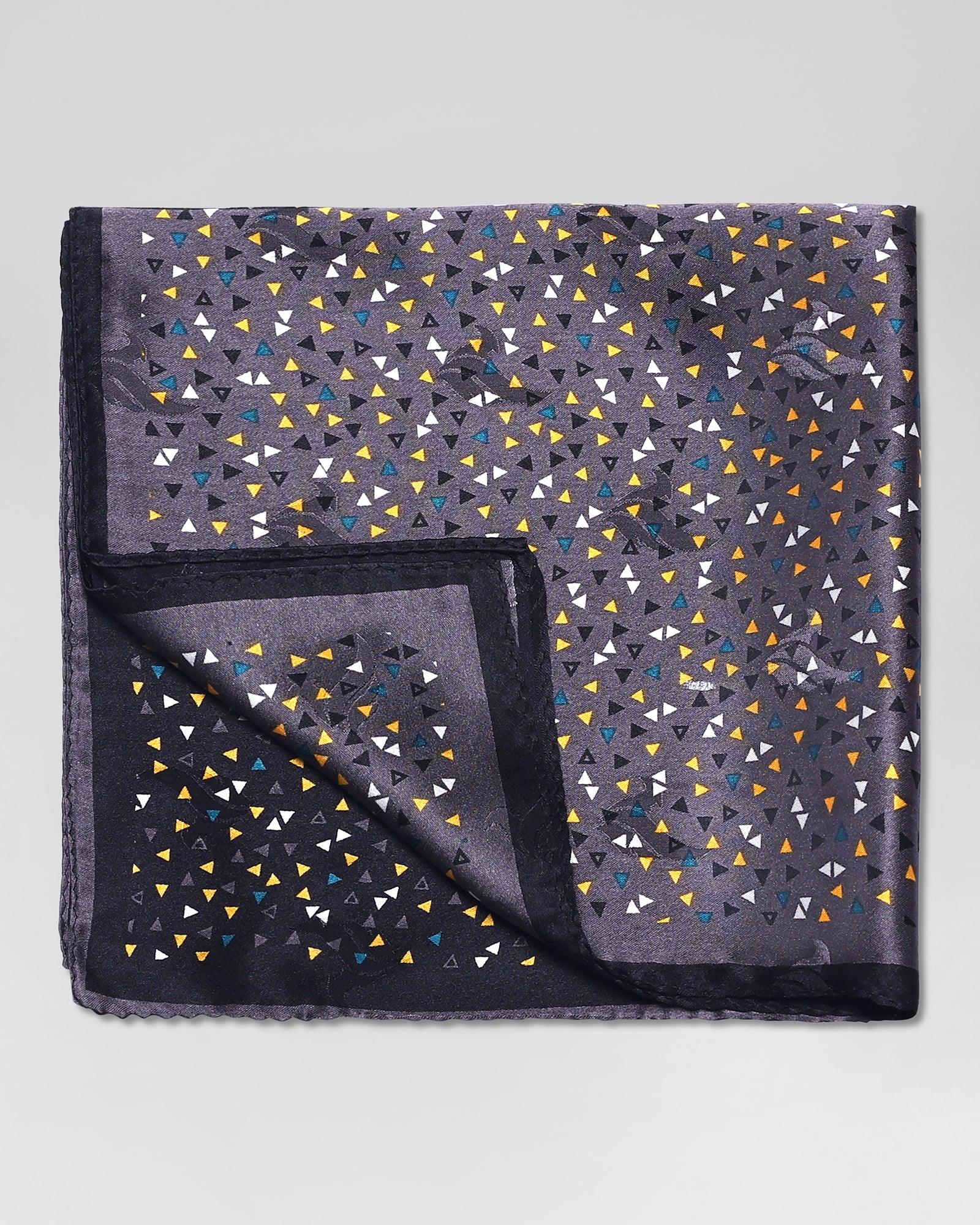 Printed Formal Pocket Square In Black Grey (Rechard) - Blackberrys