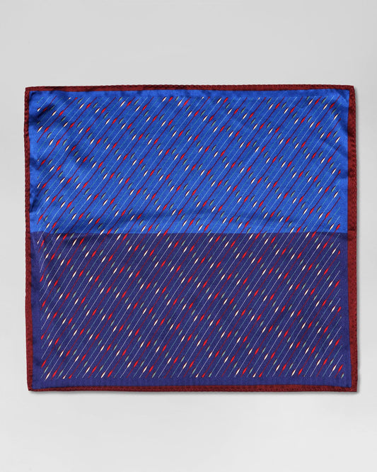 Blue & Navy 100% Silk Printed Pocket Square - Rondel