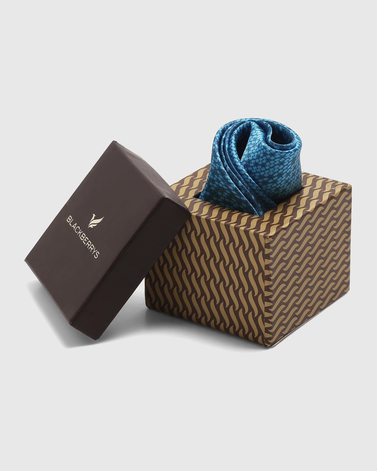 Printed Formal Pocket Square In Dark Navy (Salvia) - Blackberrys