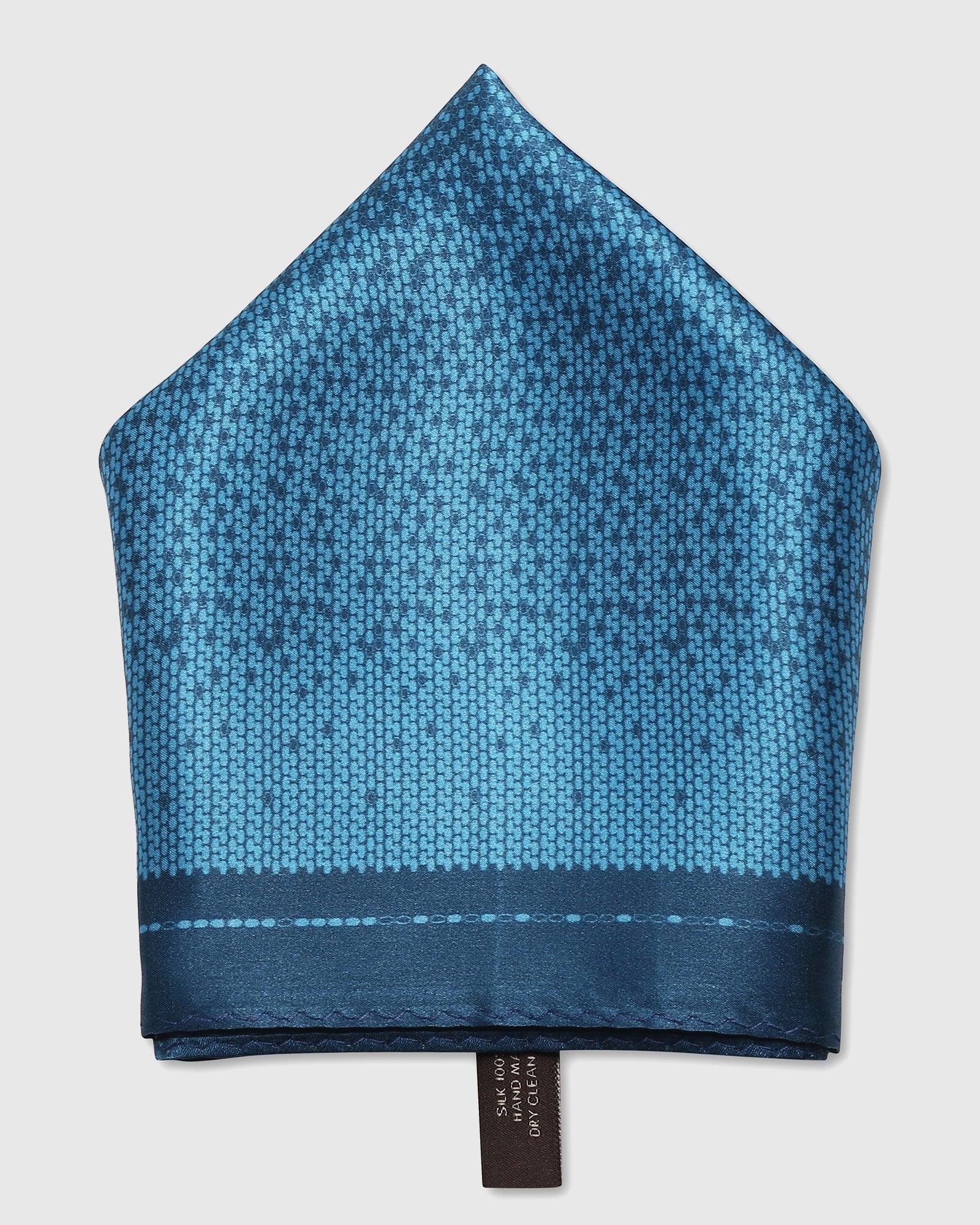 Printed Formal Pocket Square In Dark Navy (Salvia) - Blackberrys