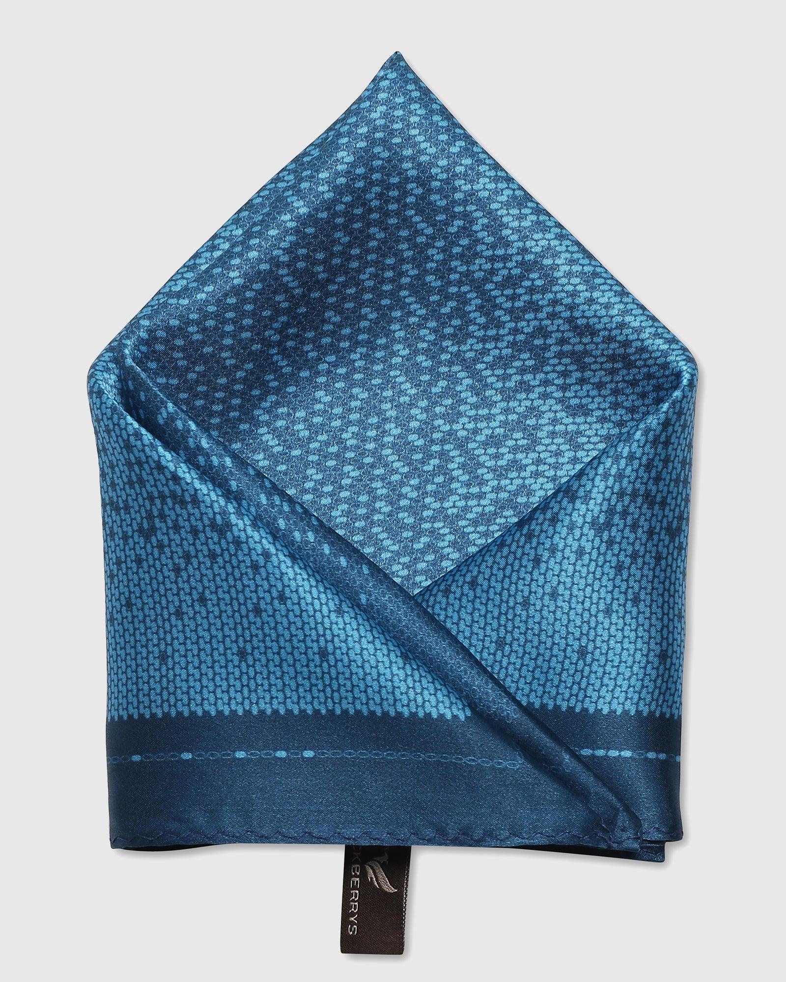 Printed Formal Pocket Square In Dark Navy (Salvia) - Blackberrys