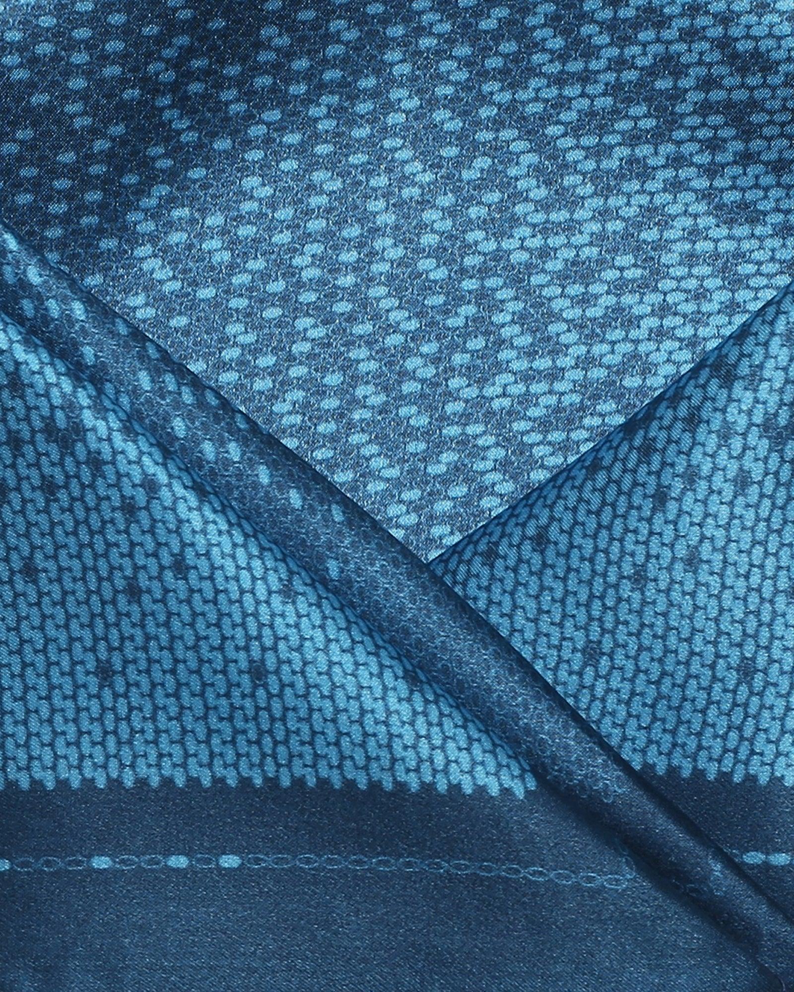 Printed Formal Pocket Square In Dark Navy (Salvia) - Blackberrys