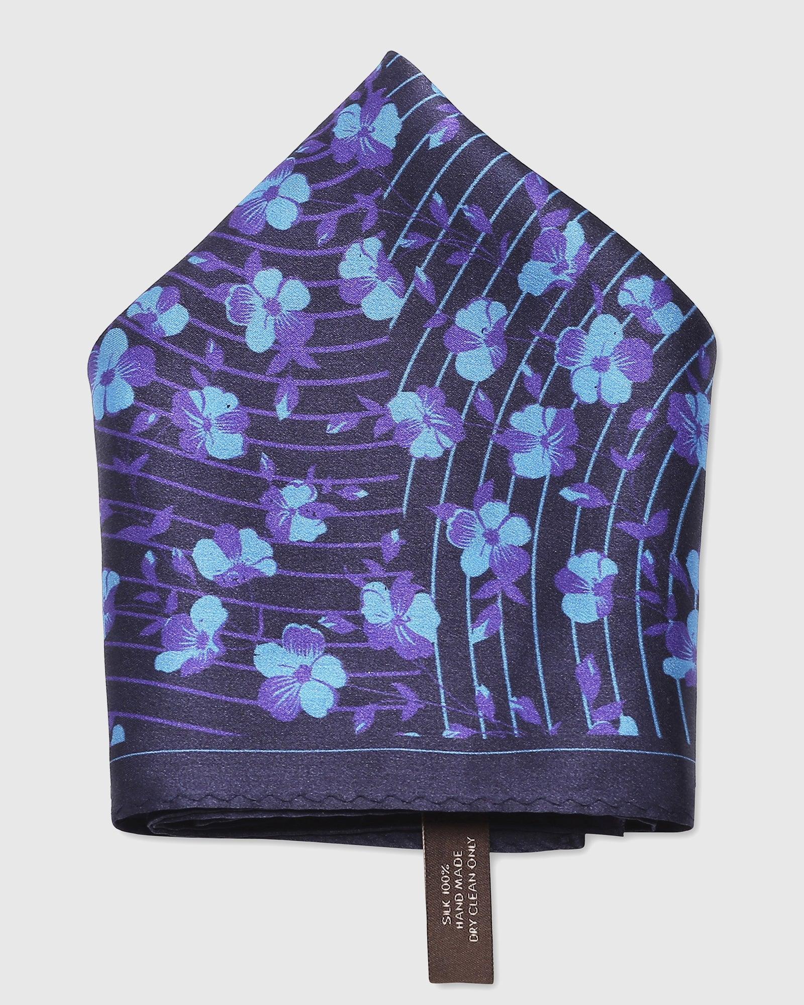 Printed Formal Pocket Square In Deep Navy (Saleja) - Blackberrys
