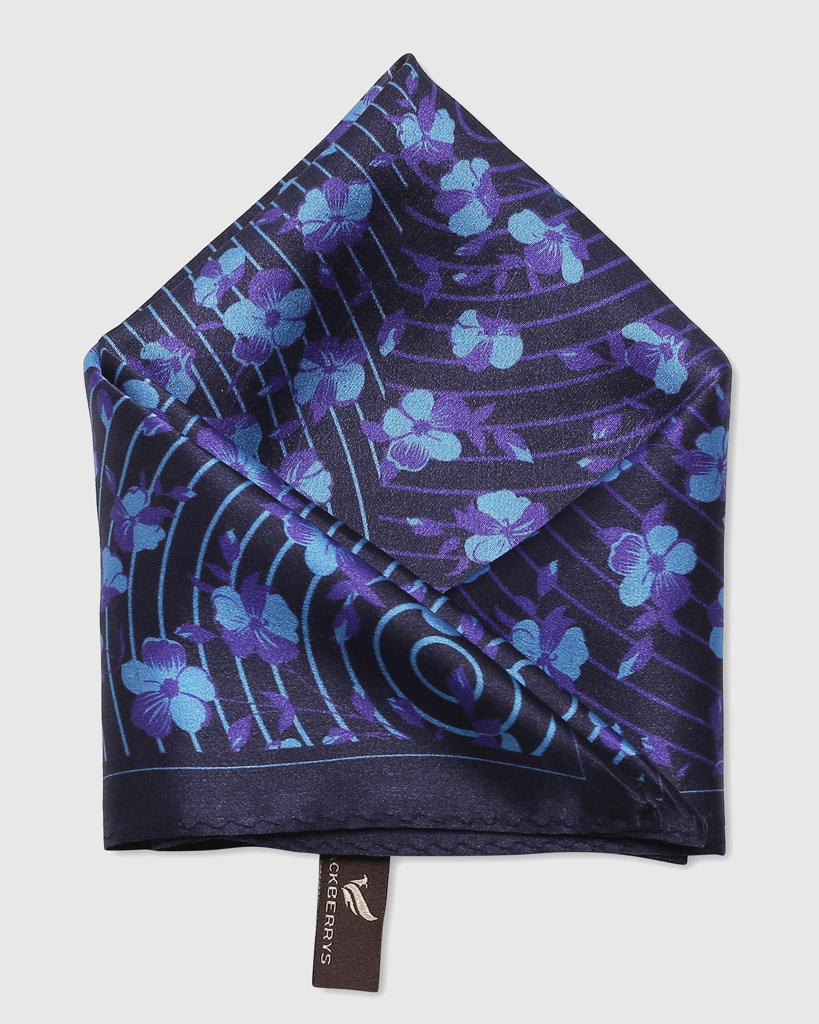 Printed Formal Pocket Square In Deep Navy (Saleja) - Blackberrys