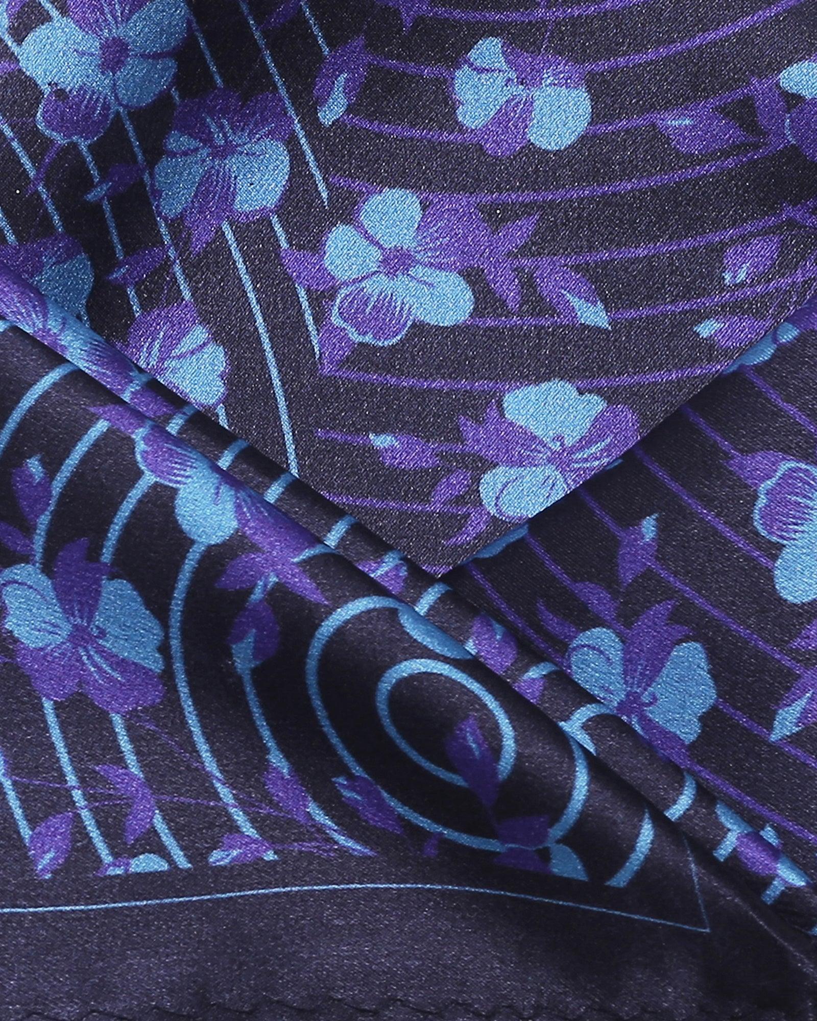 Printed Formal Pocket Square In Deep Navy (Saleja) - Blackberrys