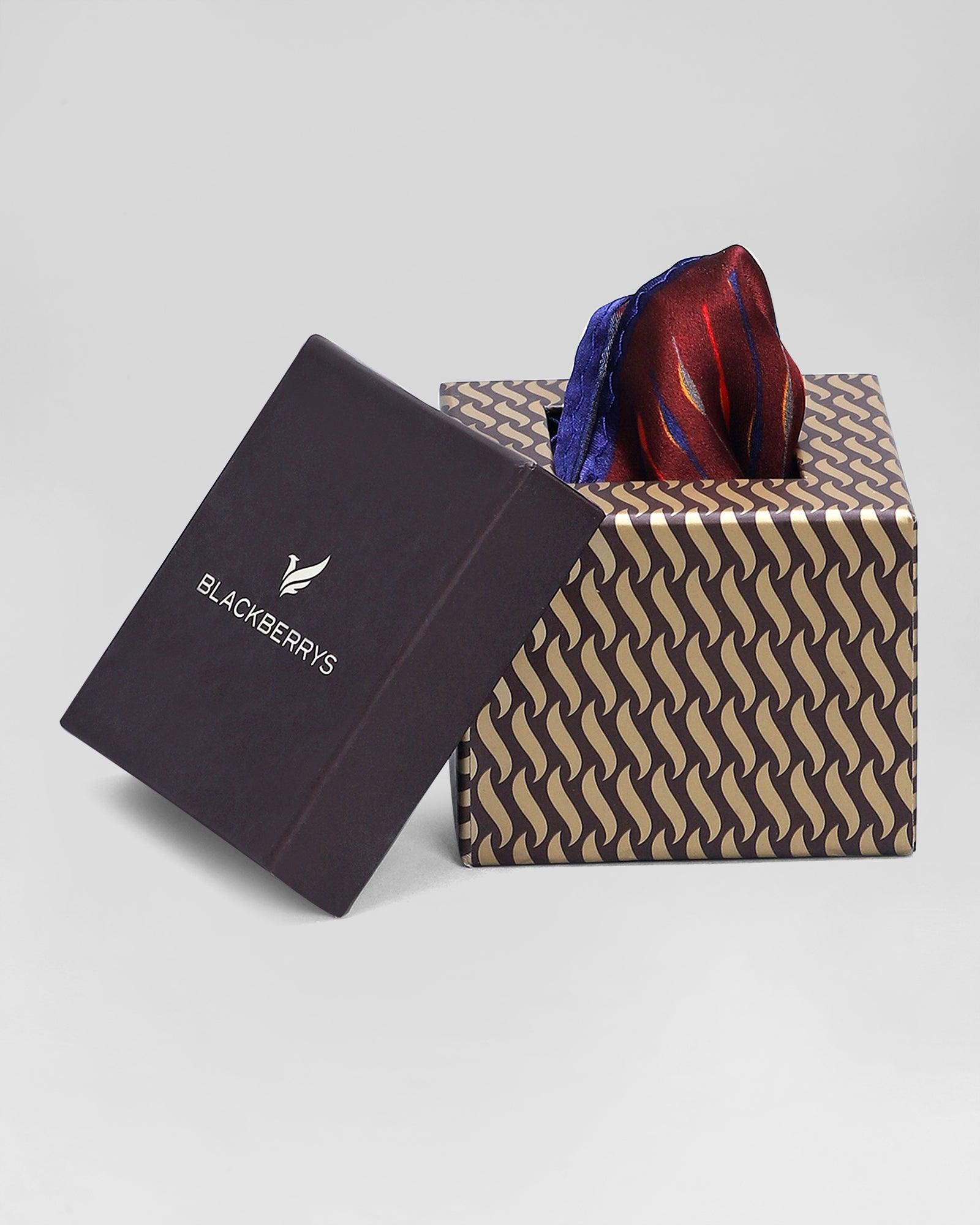 Printed Formal Pocket Square In Maroon Black (Rondel) - Blackberrys
