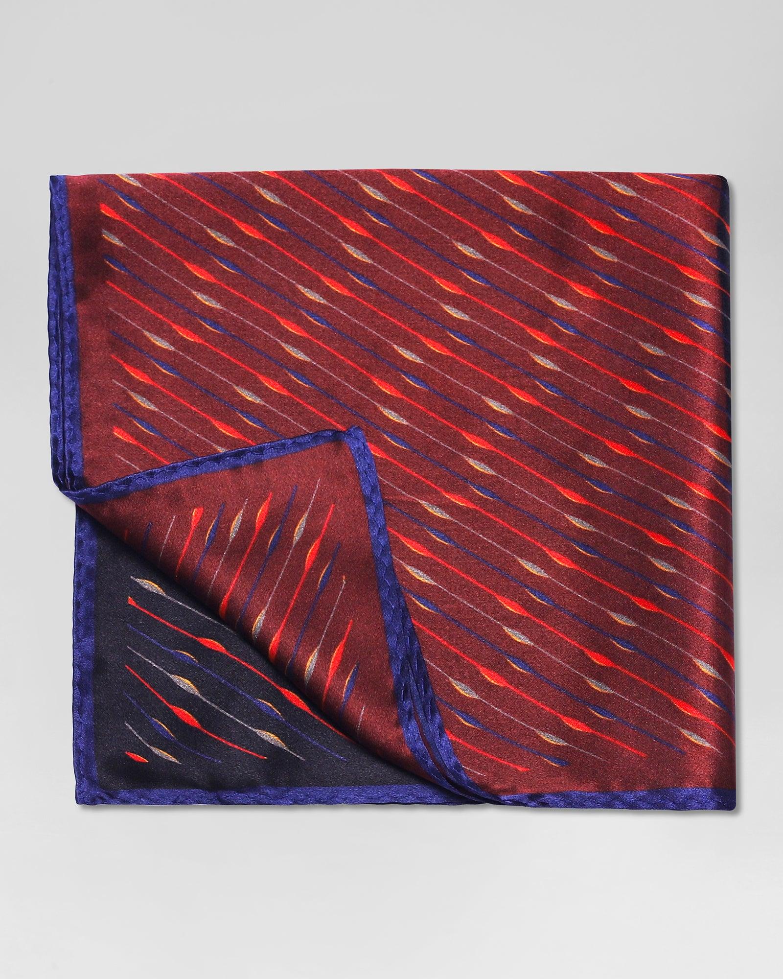 Printed Formal Pocket Square In Maroon Black (Rondel) - Blackberrys