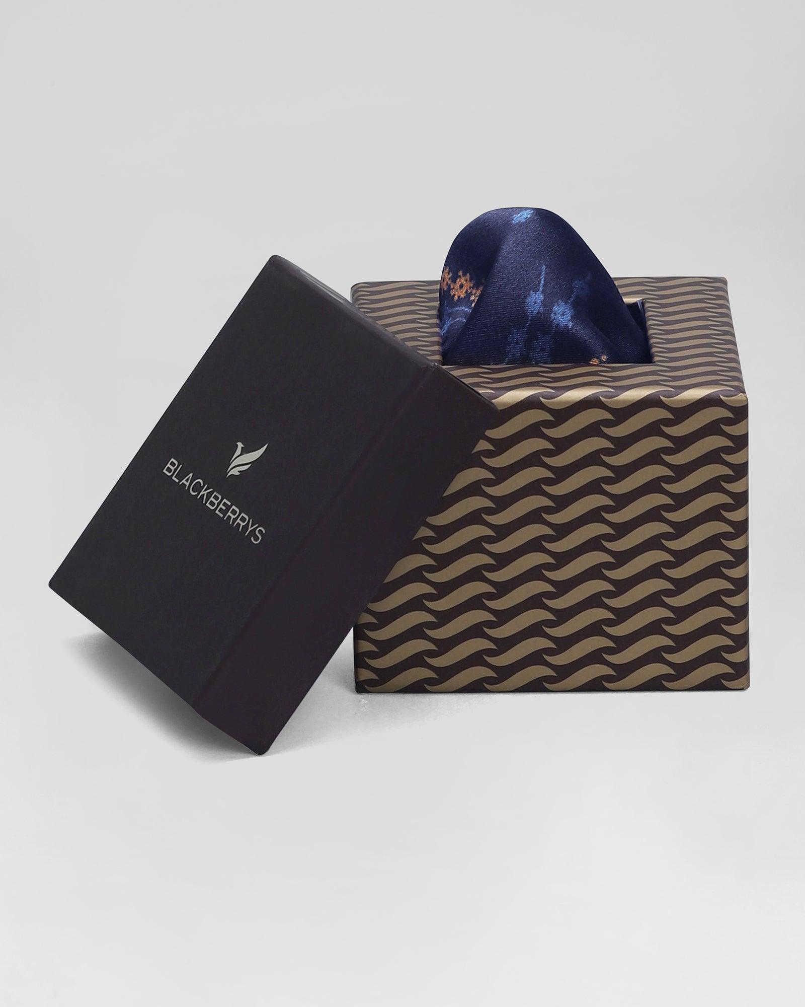 Printed Formal Pocket Square In Navy (Rosemerry) - Blackberrys