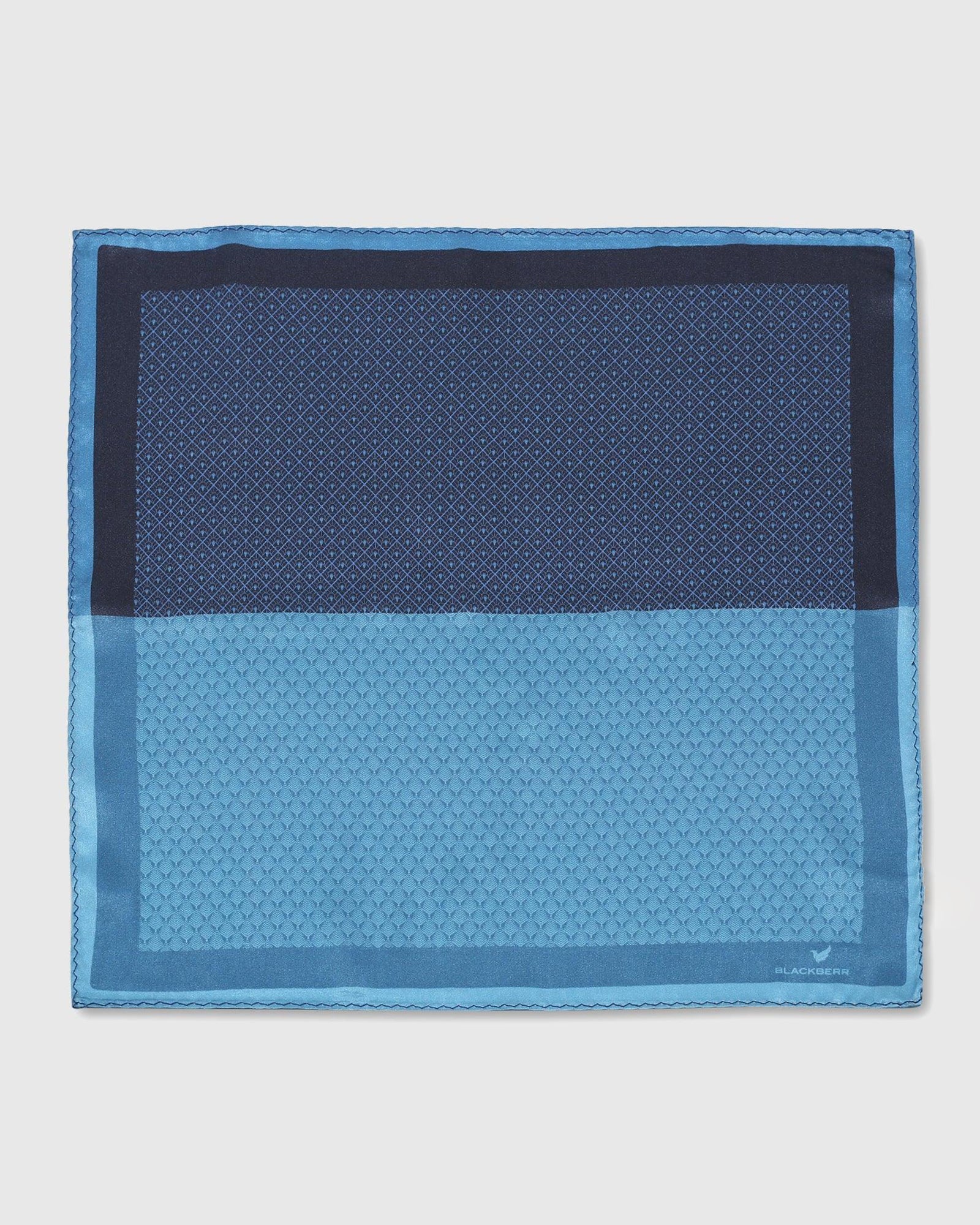 Navy 100% Silk Printed Pocket Square - Slyvan