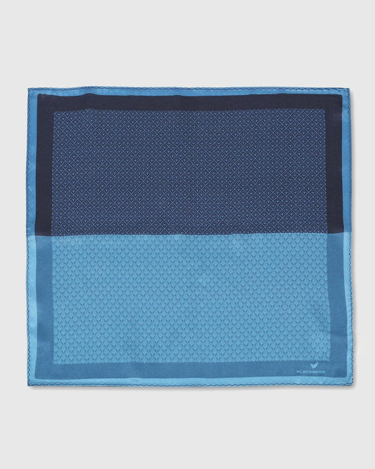 Navy 100% Silk Printed Pocket Square - Slyvan
