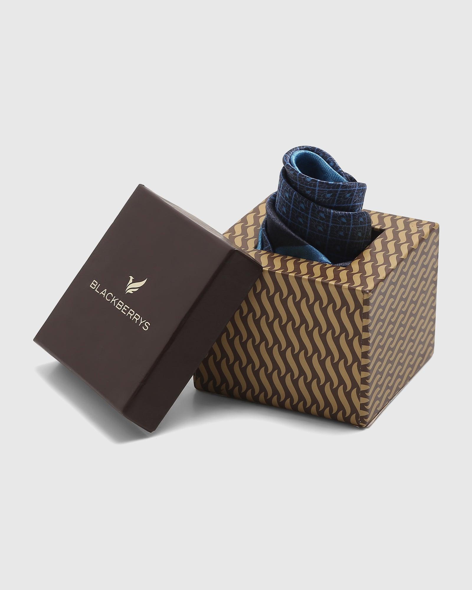 Printed Formal Pocket Square In Navy (Slyvan) - Blackberrys