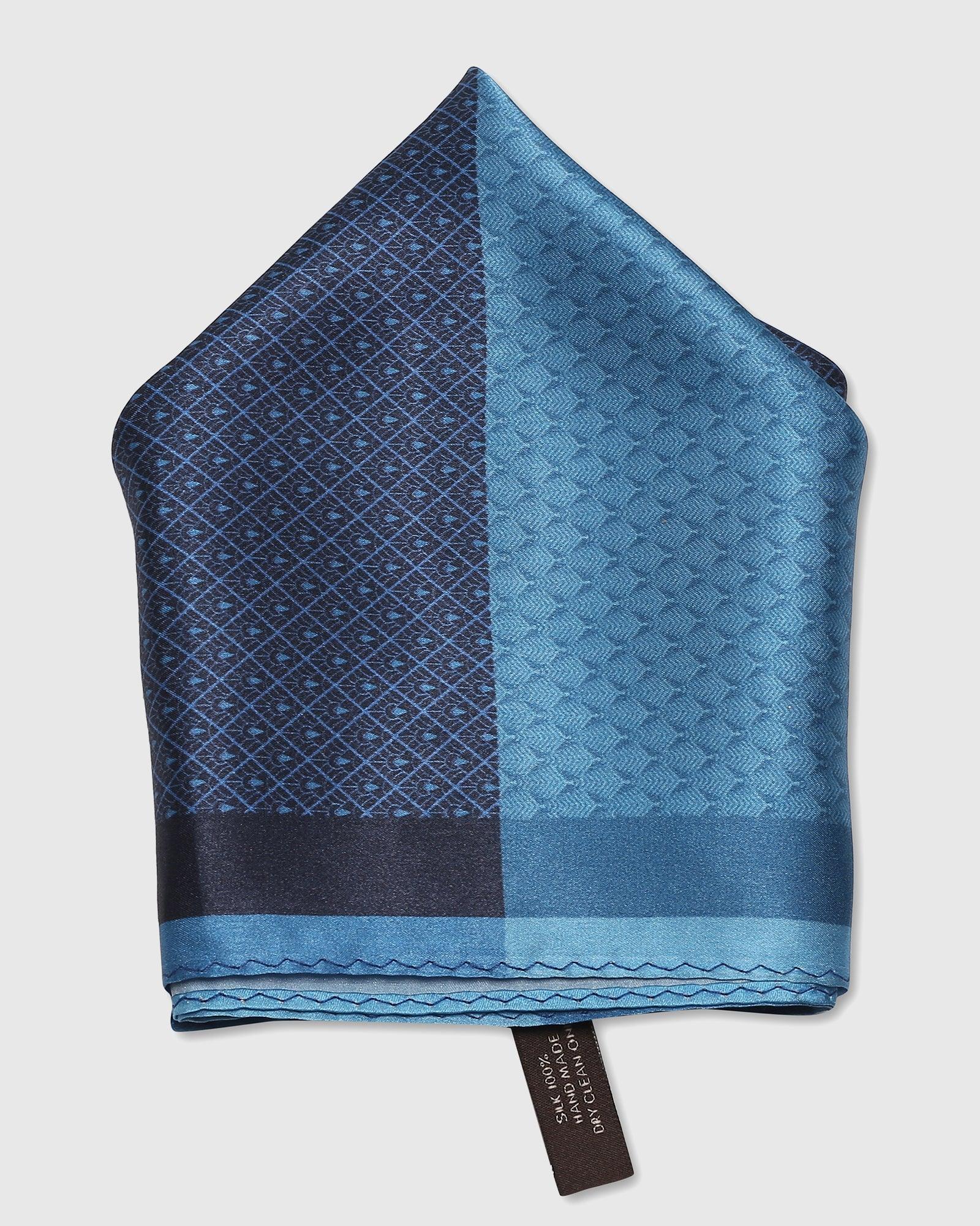Printed Formal Pocket Square In Navy (Slyvan) - Blackberrys