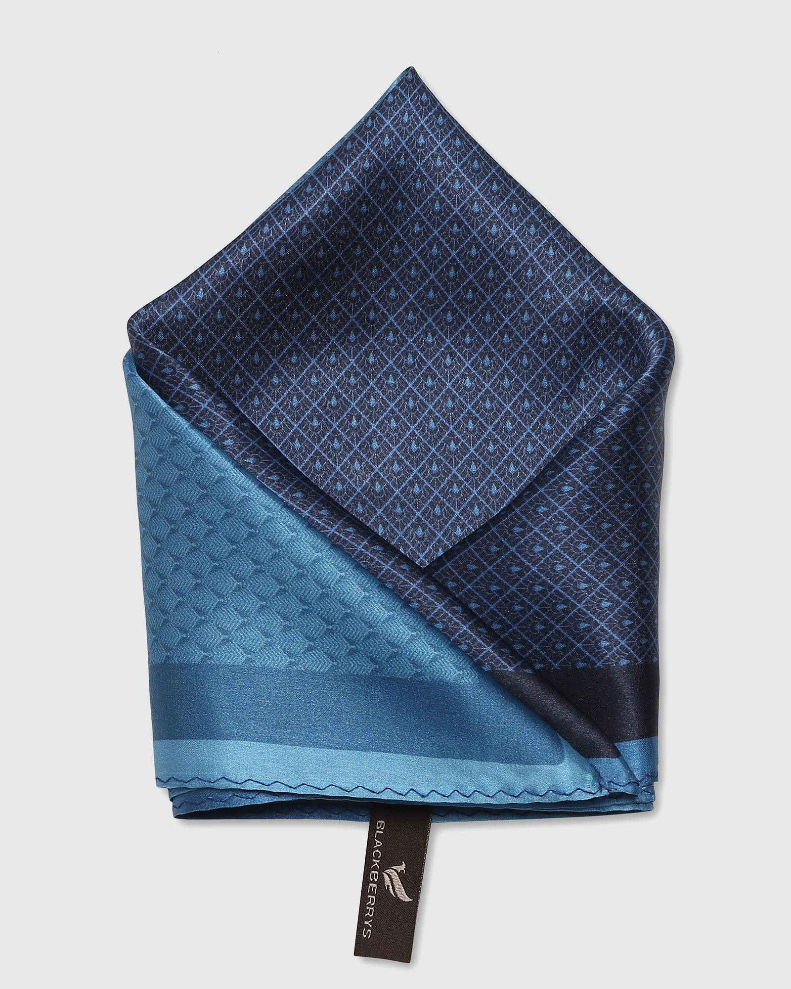 Printed Formal Pocket Square In Navy (Slyvan) - Blackberrys