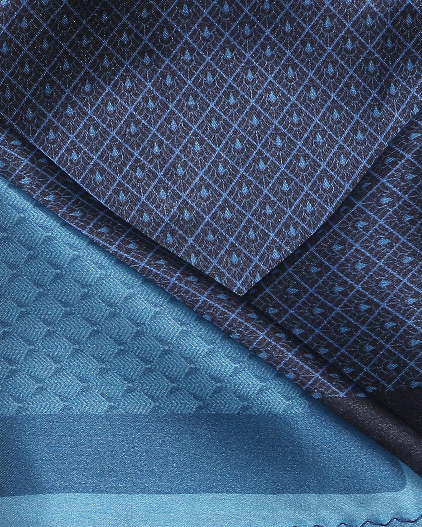 Printed Formal Pocket Square In Navy (Slyvan) - Blackberrys