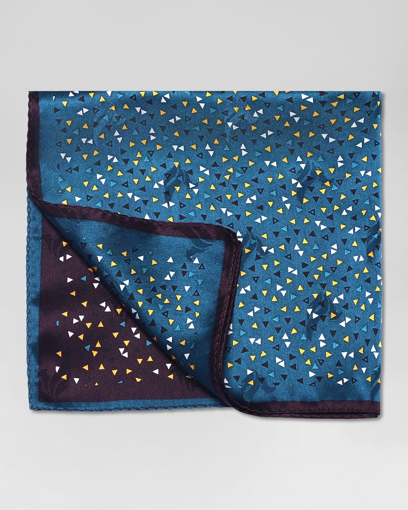 Printed Formal Pocket Square In Teal Brown (Rechard) - Blackberrys
