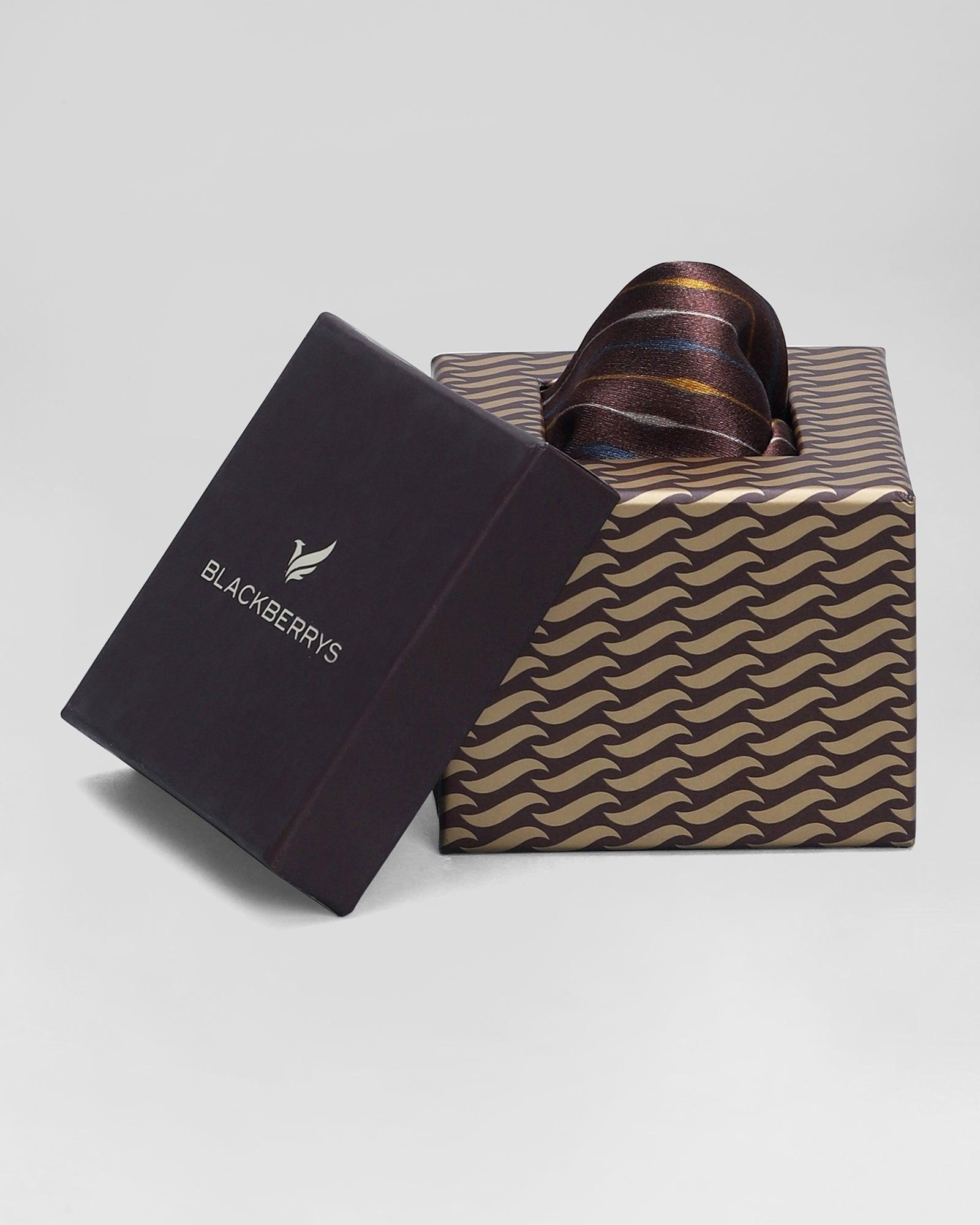 Printed Formal Pocket Square In Tobacco Brown (Rondel) - Blackberrys