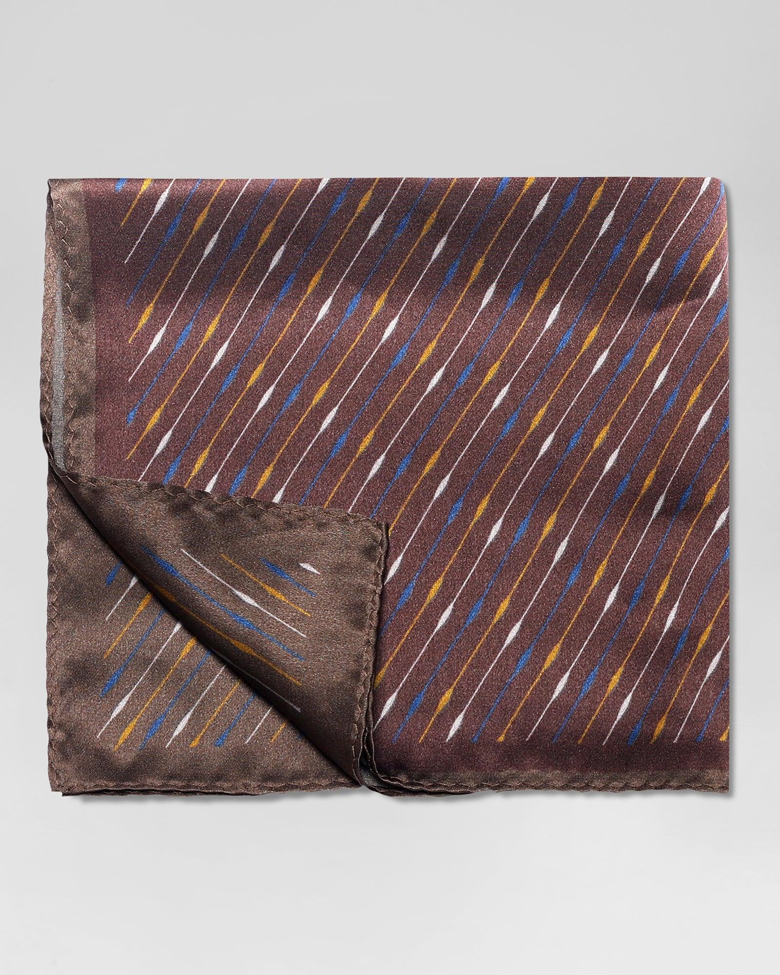 Printed Formal Pocket Square In Tobacco Brown (Rondel) - Blackberrys