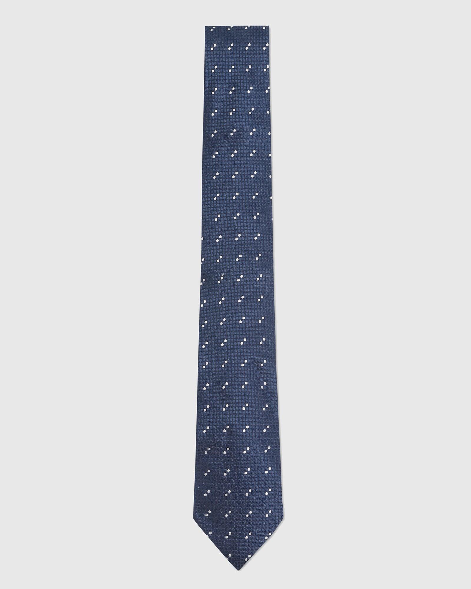 Printed Silk Tie In Navy (Izet) - Blackberrys