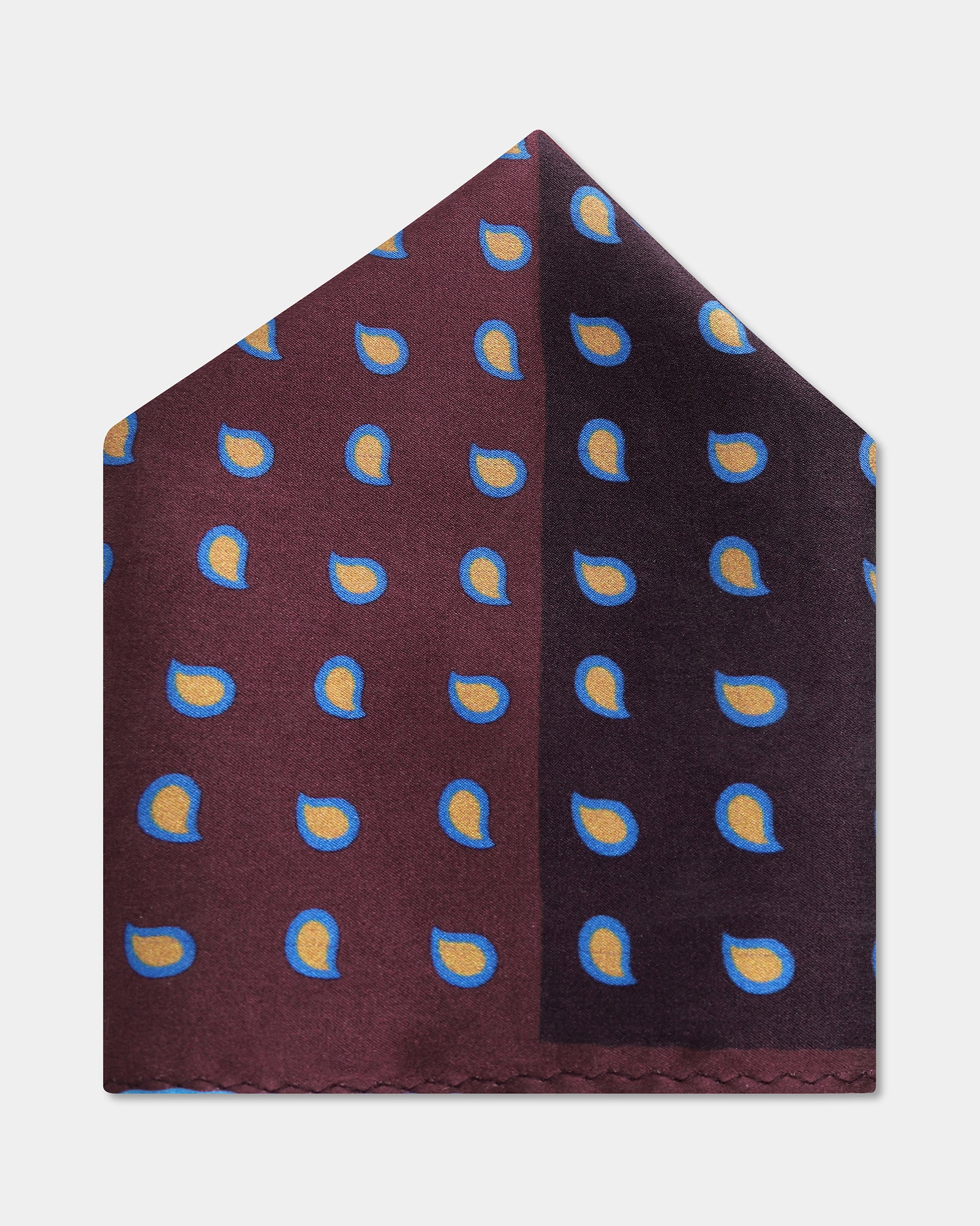 Red Maroon Printed 100% Silk Pocket Square - Binka
