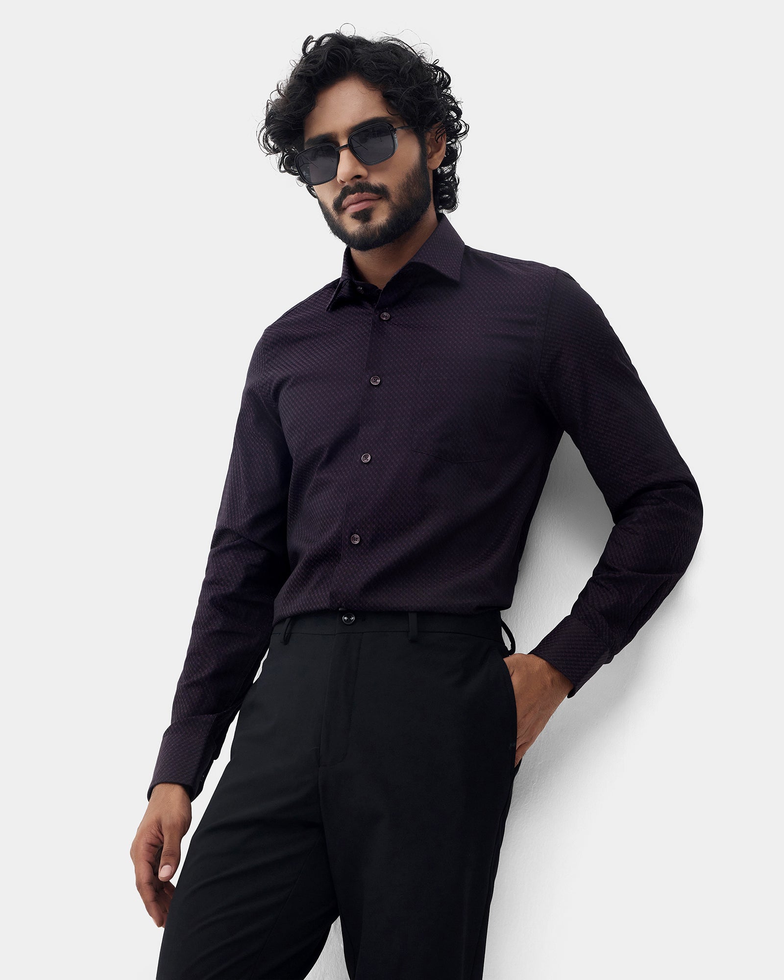 Purple Jacquard Shirt - Purist