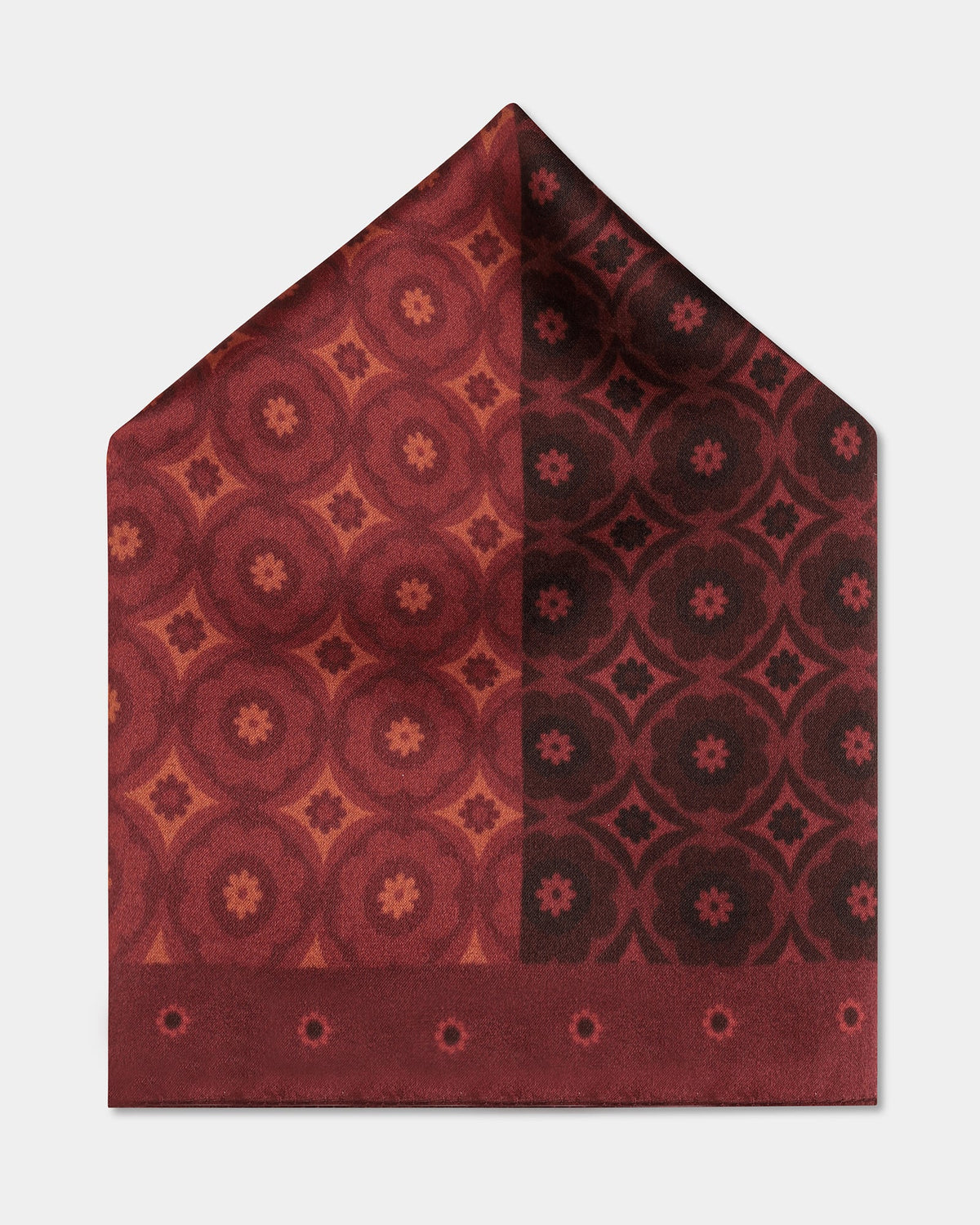 Red Maroon Printed 100% Silk Pocket Square - Bino
