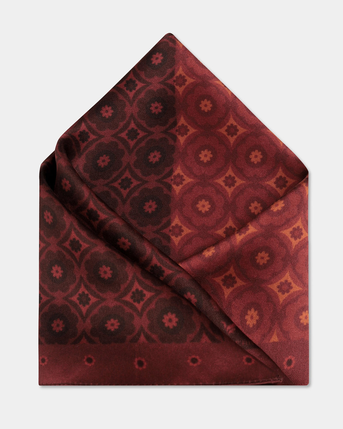 Red Maroon Printed 100% Silk Pocket Square - Bino