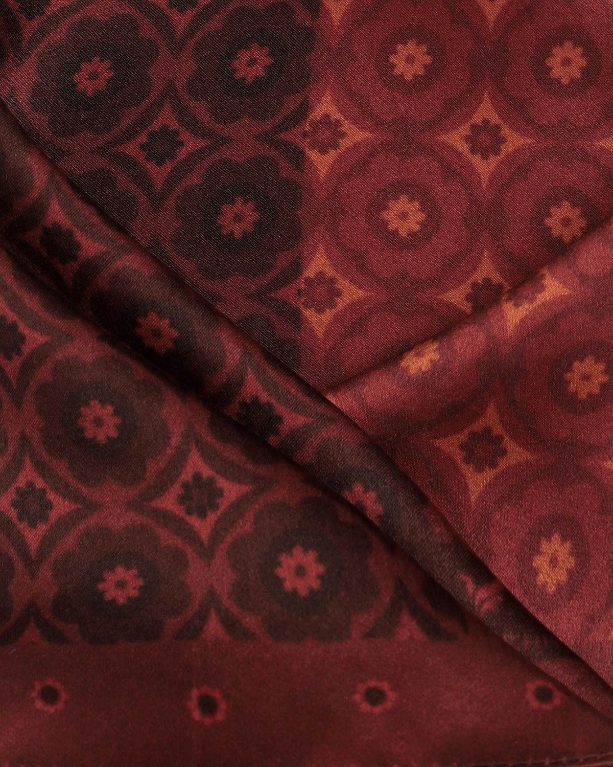 Red Maroon Printed 100% Silk Pocket Square - Bino