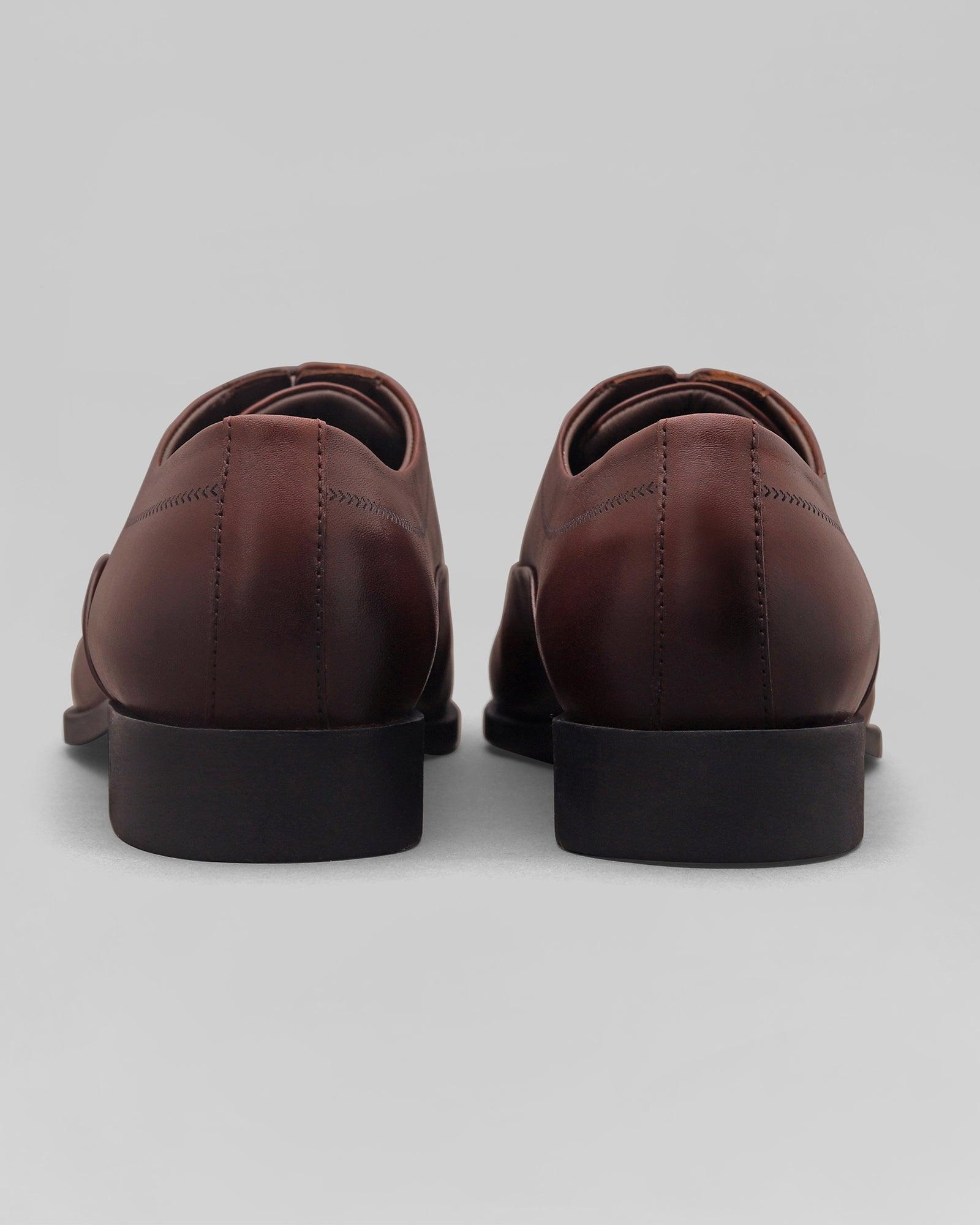 Solid Regular Fit Oxford Shoes In Burgandy (Lebum) - Blackberrys