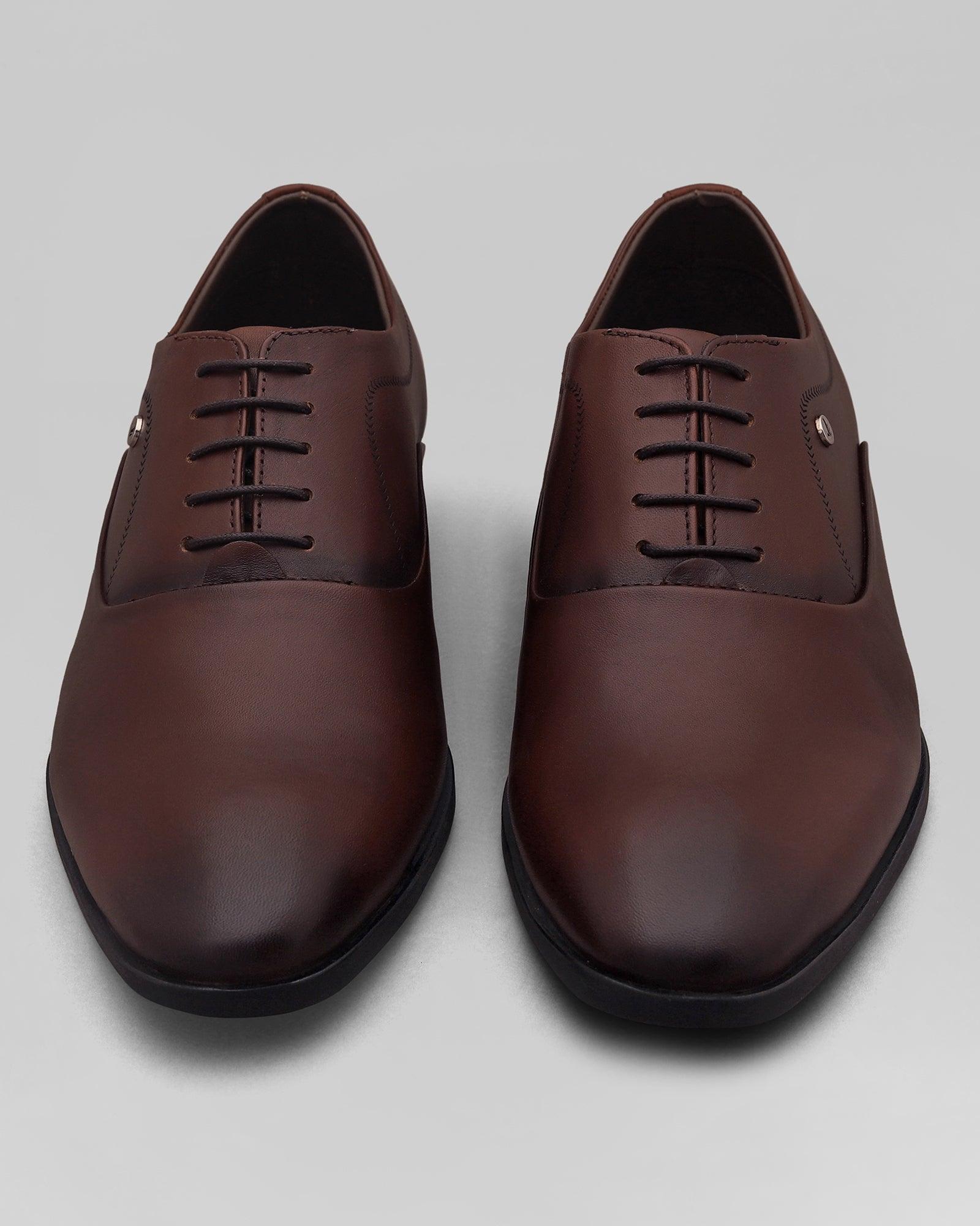 Solid Regular Fit Oxford Shoes In Burgandy (Lebum) - Blackberrys