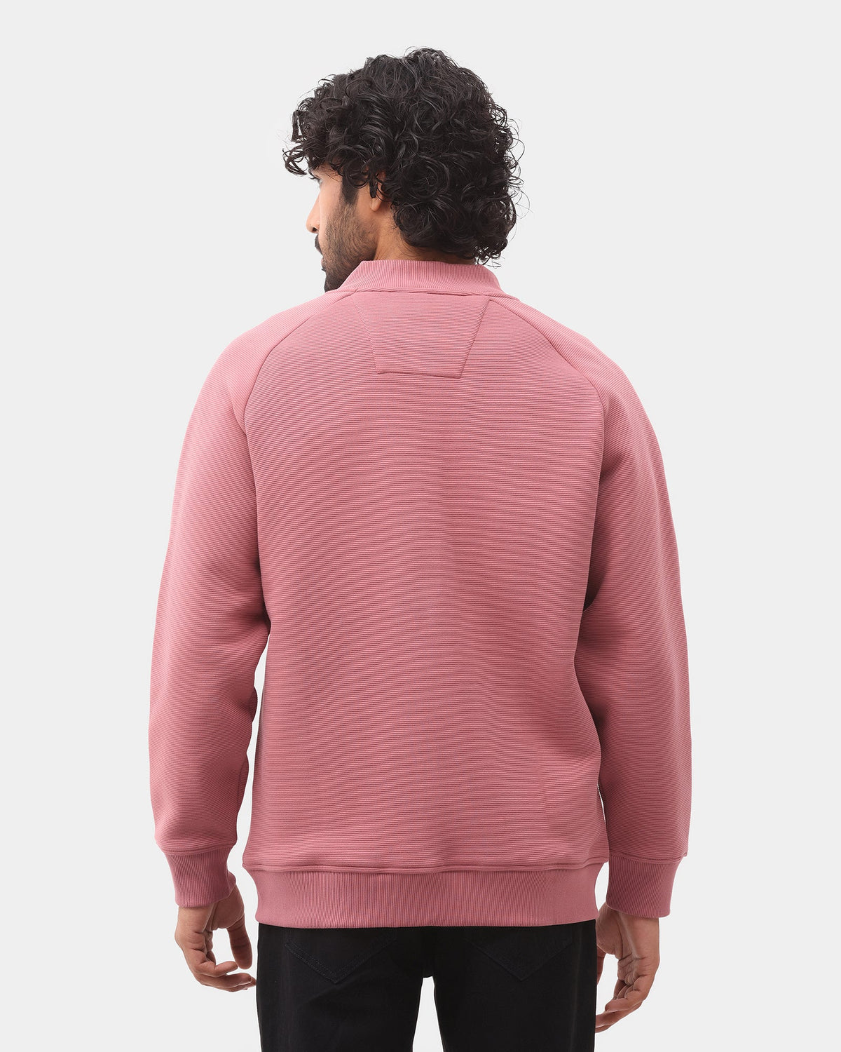 Rose Brown Bomber Neck Solid Sweatshirt - Messy