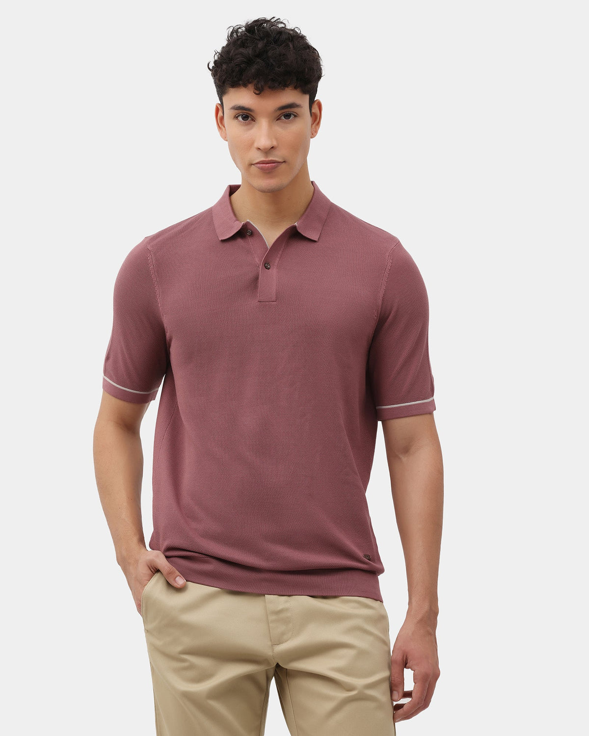 Rose Brown Solid Polo - Zoler
