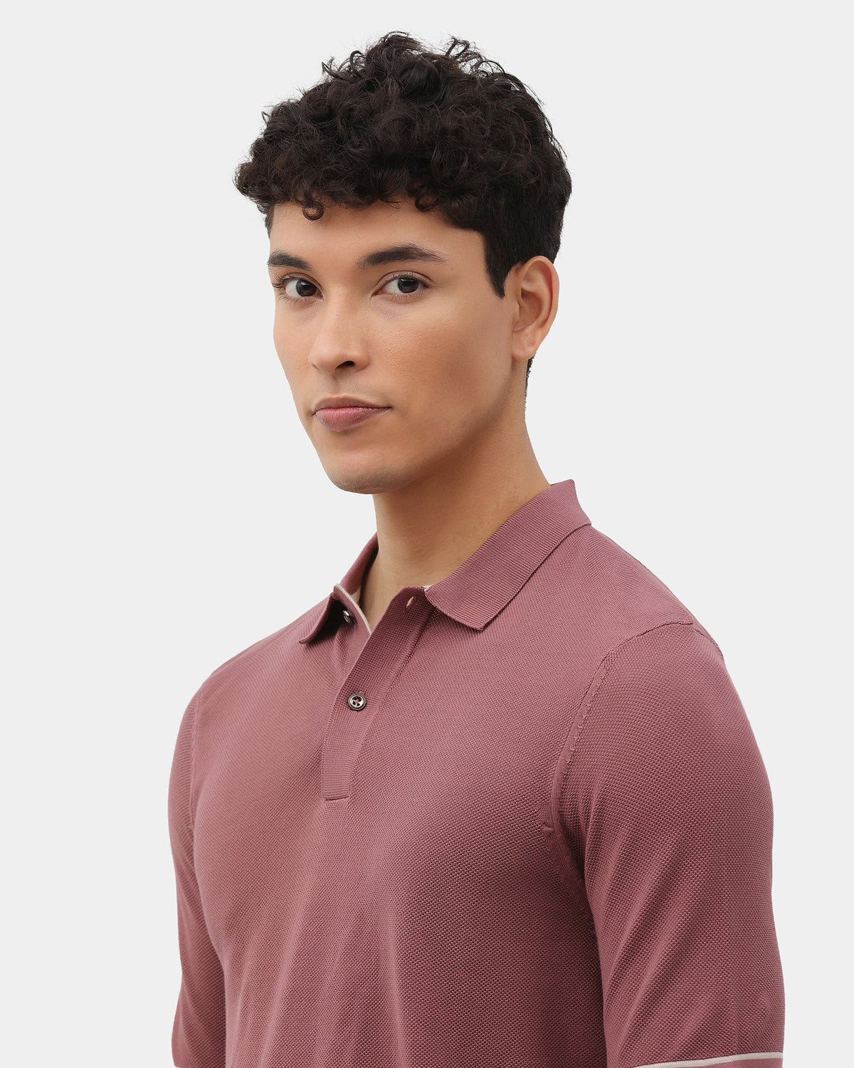 Rose Brown Solid Polo - Zoler