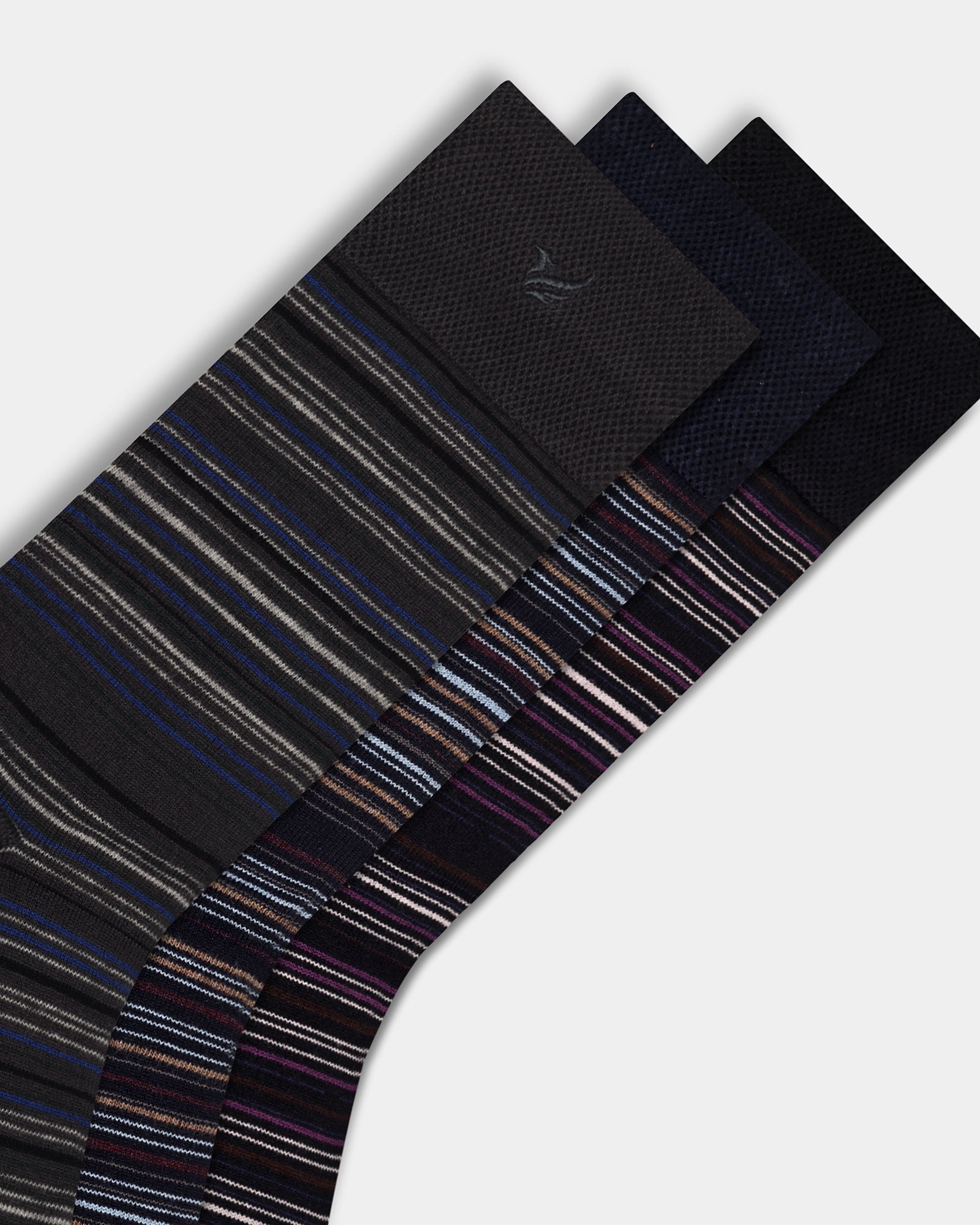 Mercerised Cotton Crew Length Socks Pack of 3 - Blaze