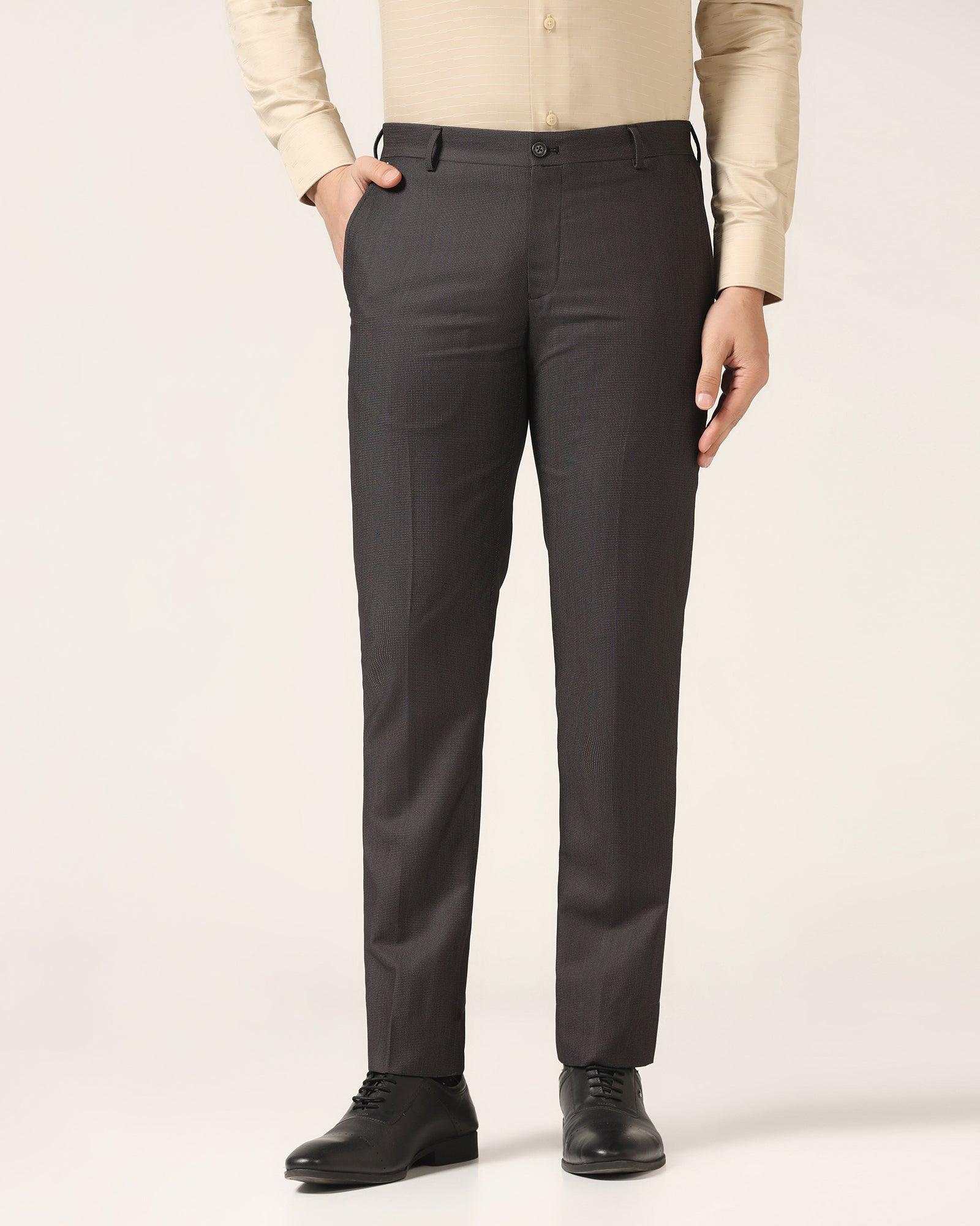 Slim Fit B-91 Formal Black Textured Trouser - Steed - Blackberrys