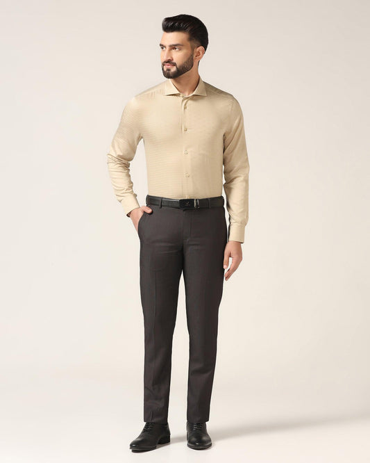 Slim Fit B-91 Formal Black Textured Trouser - Steed