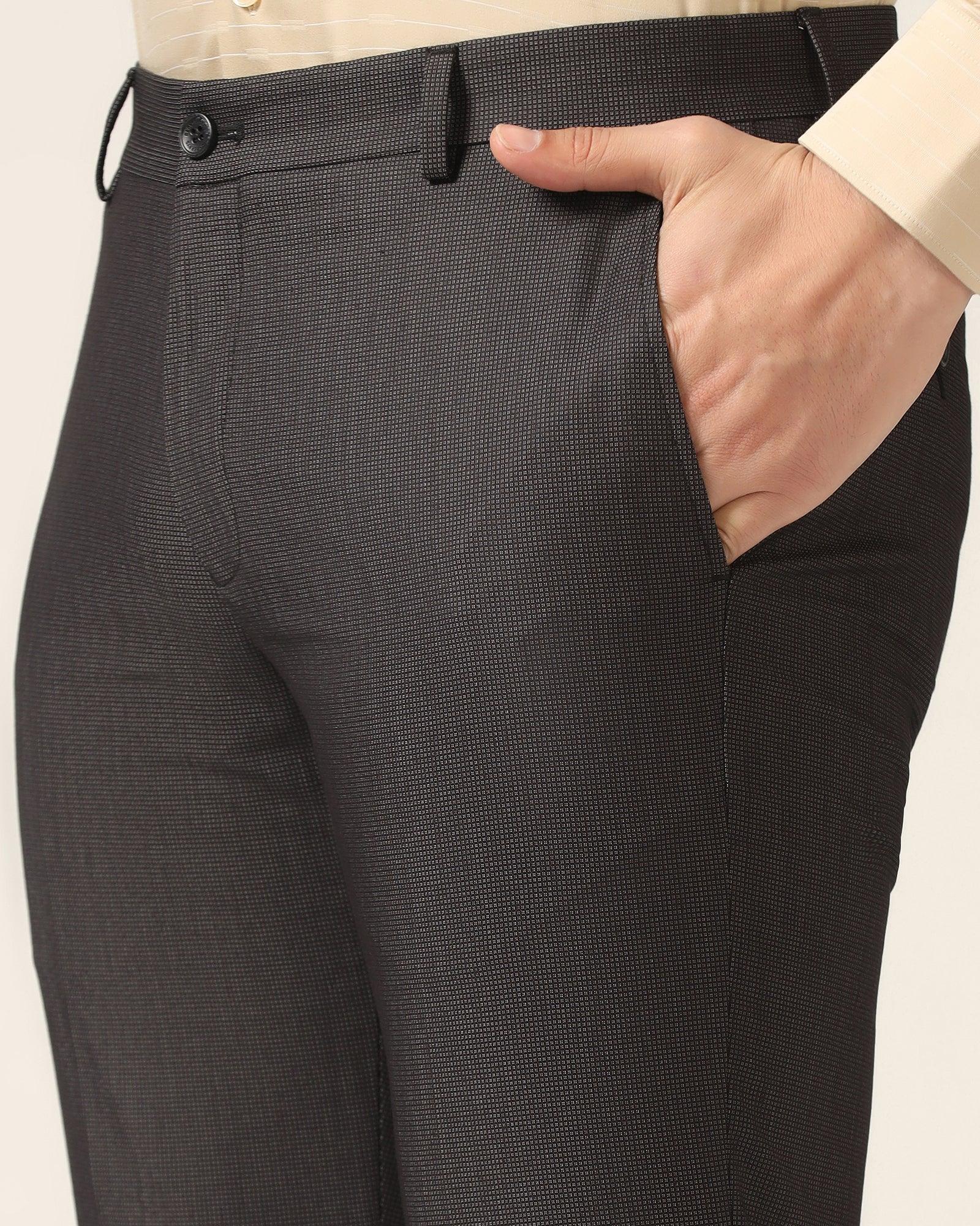 Slim Fit B-91 Formal Black Textured Trouser - Steed - Blackberrys
