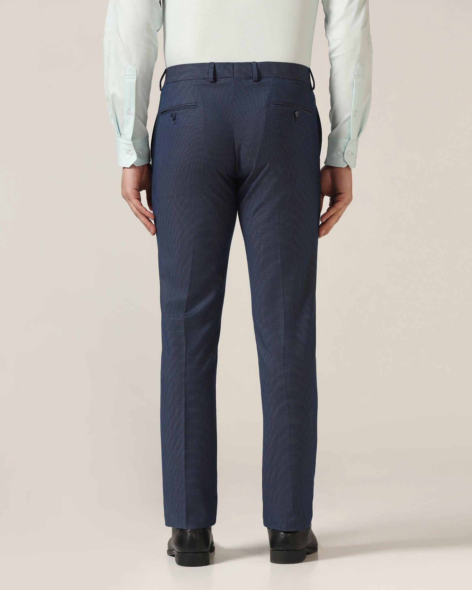 Slim Fit B-91 Formal Blue Textured Trouser - Steed - Blackberrys