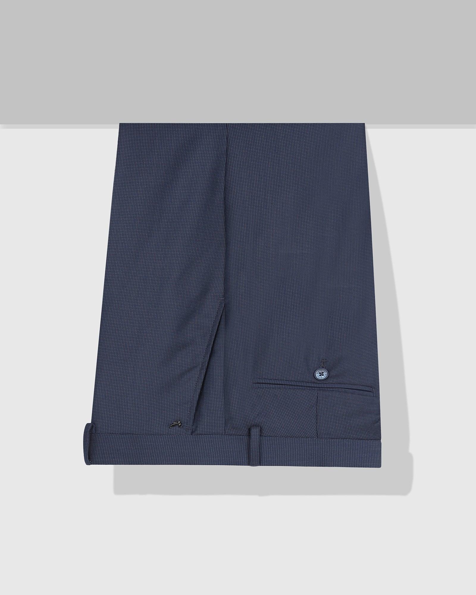 Slim Fit B-91 Formal Blue Textured Trouser - Steed - Blackberrys