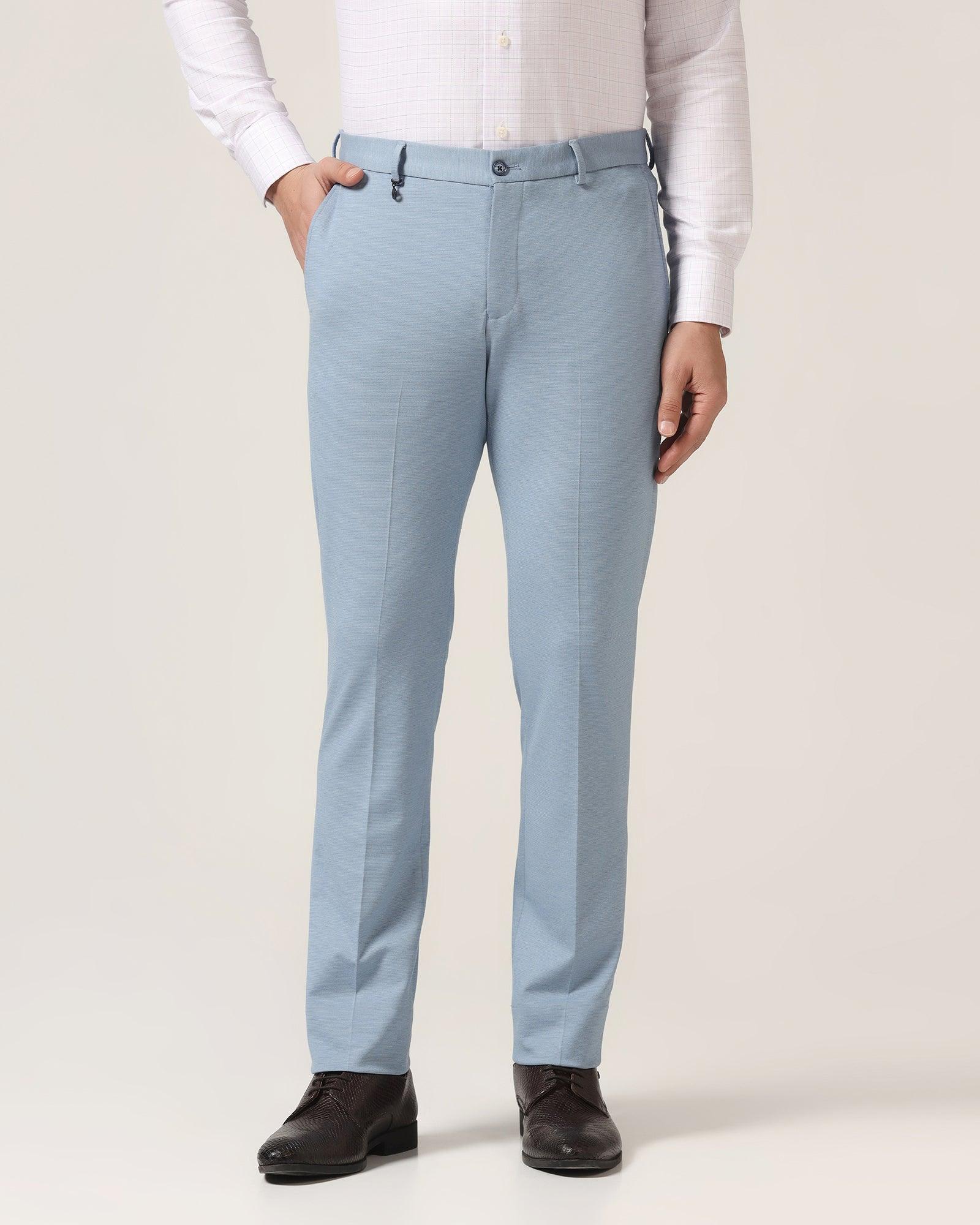 Slim Fit B-91 Formal Blue Textured Trouser - Steve - Blackberrys