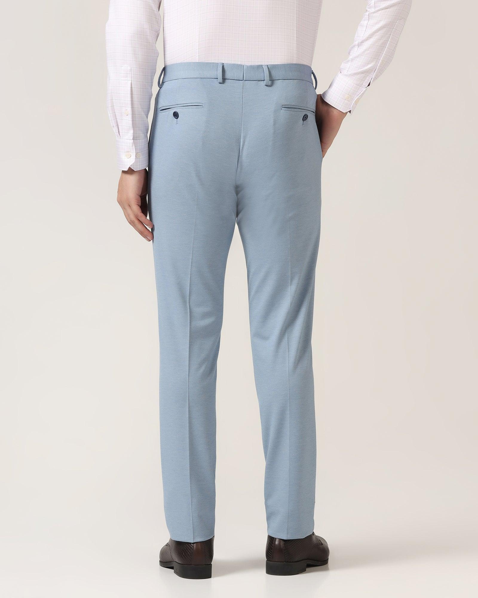 Slim Fit B-91 Formal Blue Textured Trouser - Steve - Blackberrys