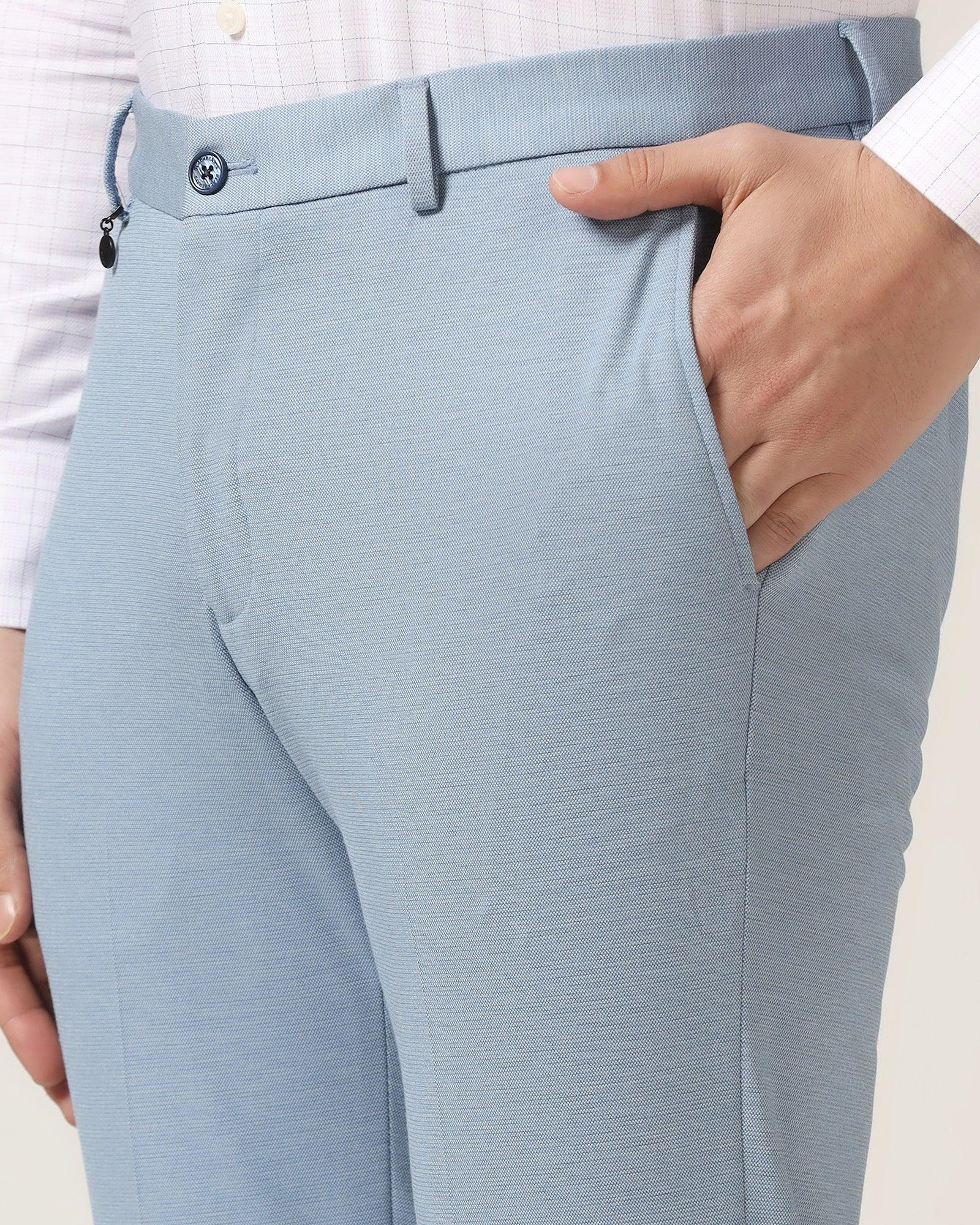 Slim Fit B-91 Formal Blue Textured Trouser - Steve - Blackberrys