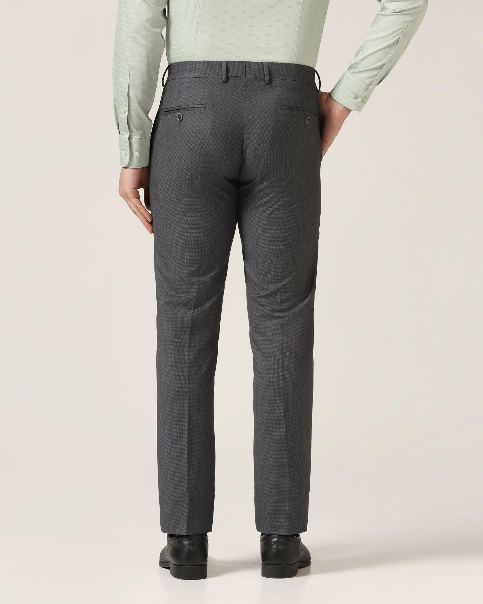 Slim Fit B-91 Formal Dark Grey Textured Trouser - Steed - Blackberrys