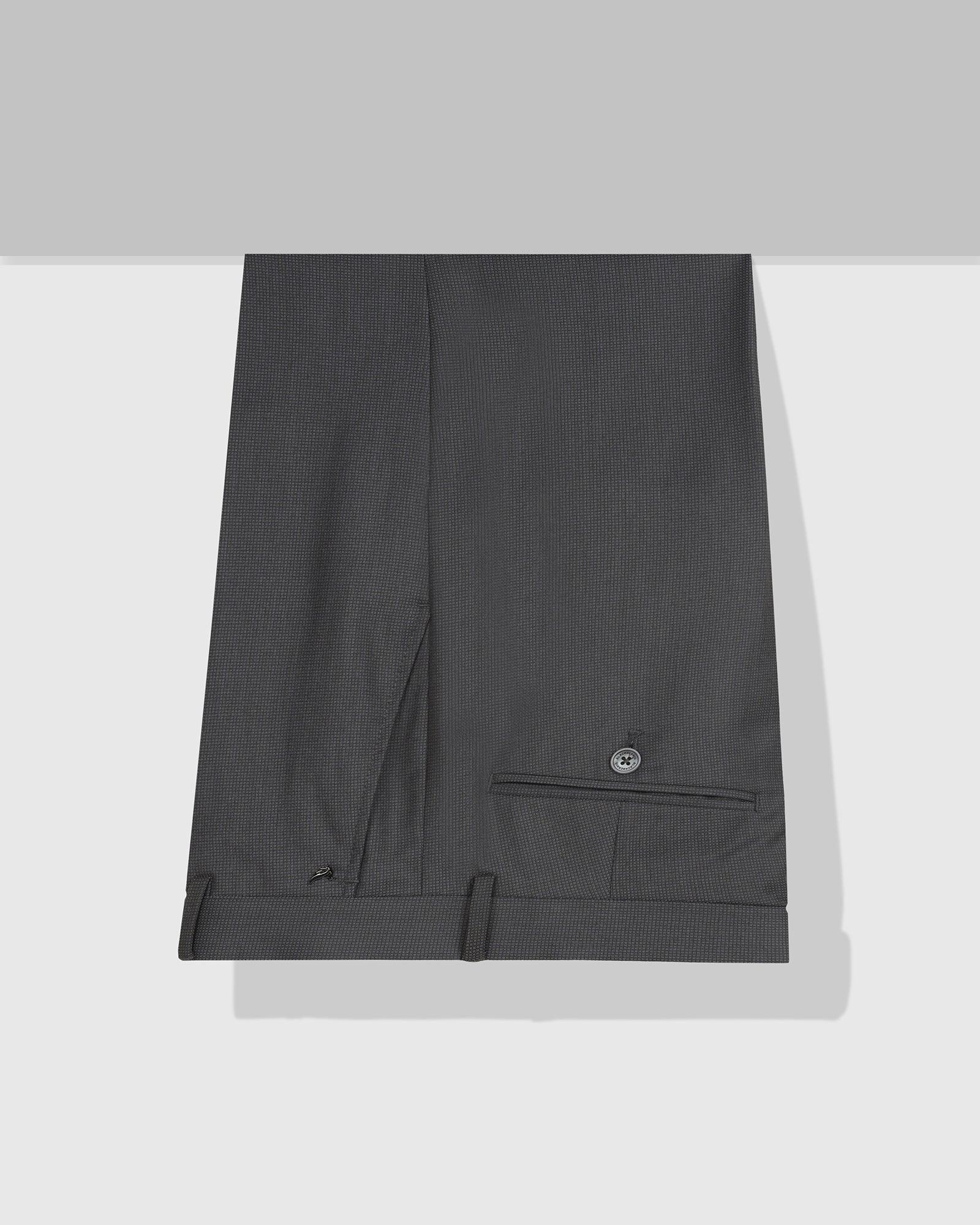 Slim Fit B-91 Formal Dark Grey Textured Trouser - Steed - Blackberrys