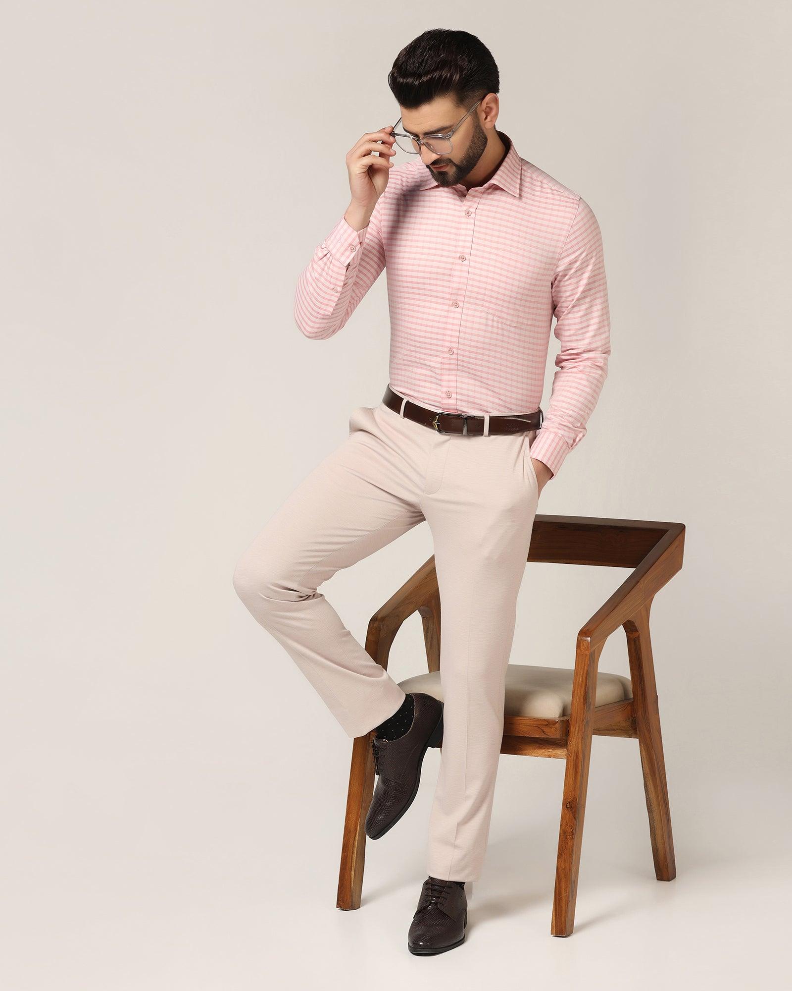 Slim Fit B-91 Formal Dusty Pink Textured Trouser - Steve - Blackberrys