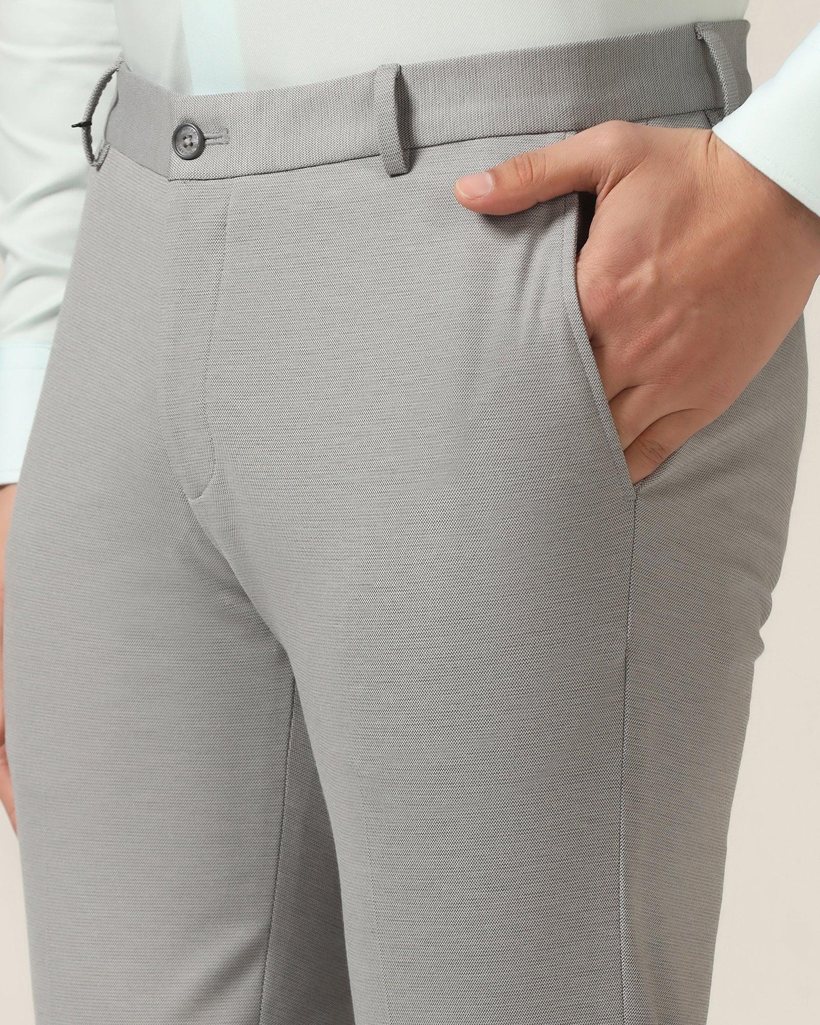 Slim Fit B-91 Formal Grey Textured Trouser - Steve - Blackberrys